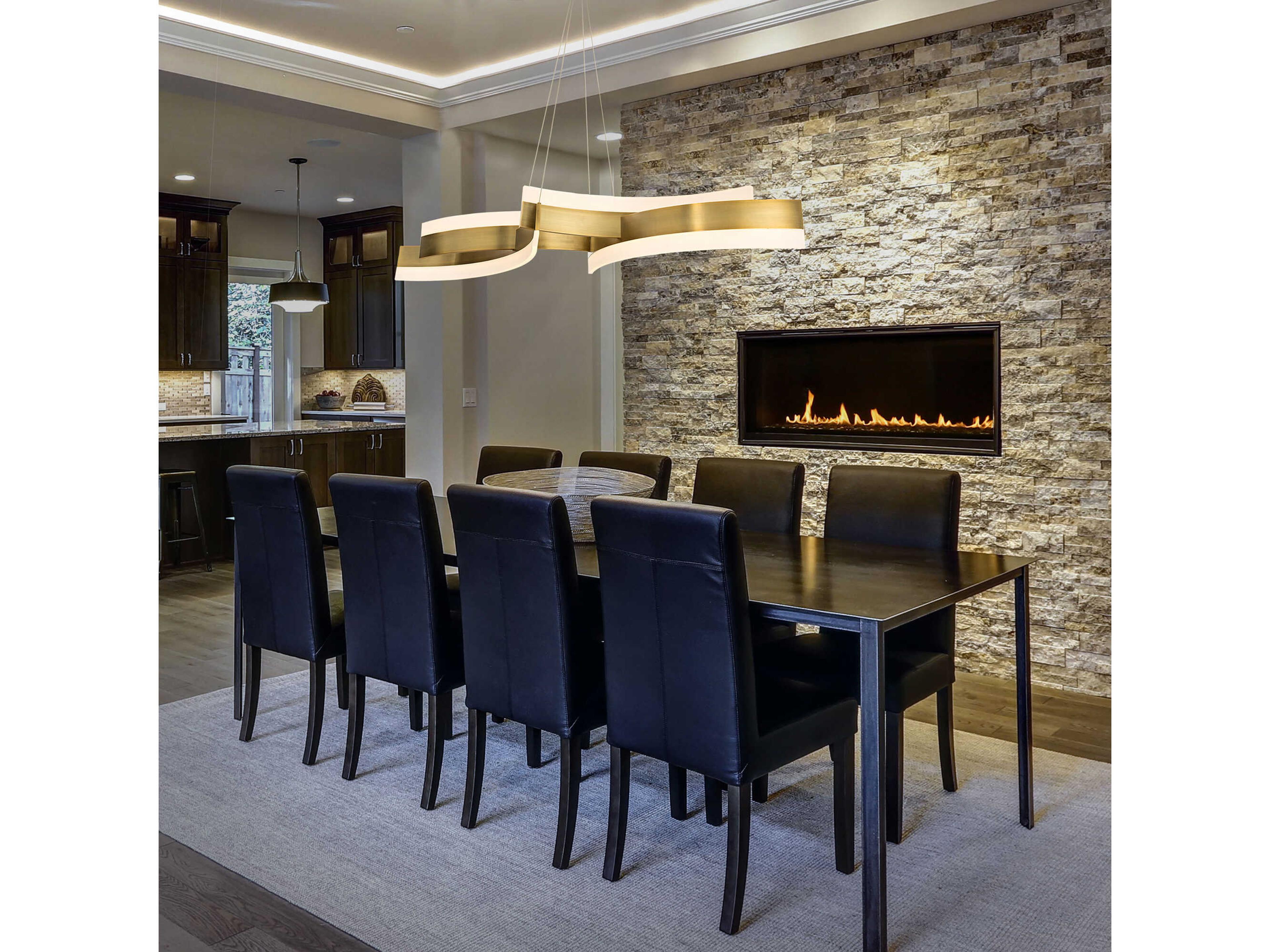 Modern Forms Arcs 1-Light Aged Brass LED Linear Island Pendant