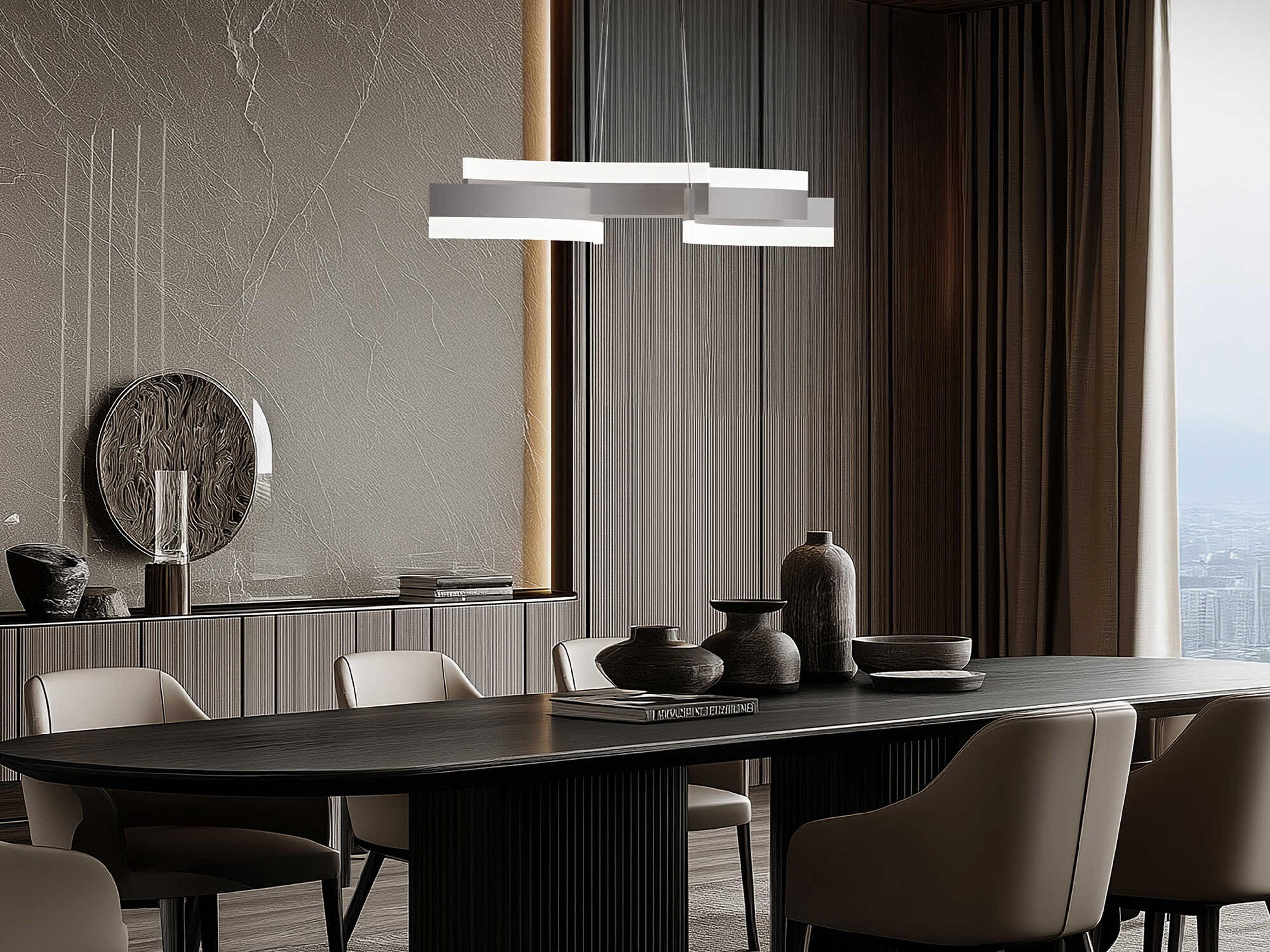 Modern Forms Arcs 1-Light Brushed Nickel Linear Island Pendant