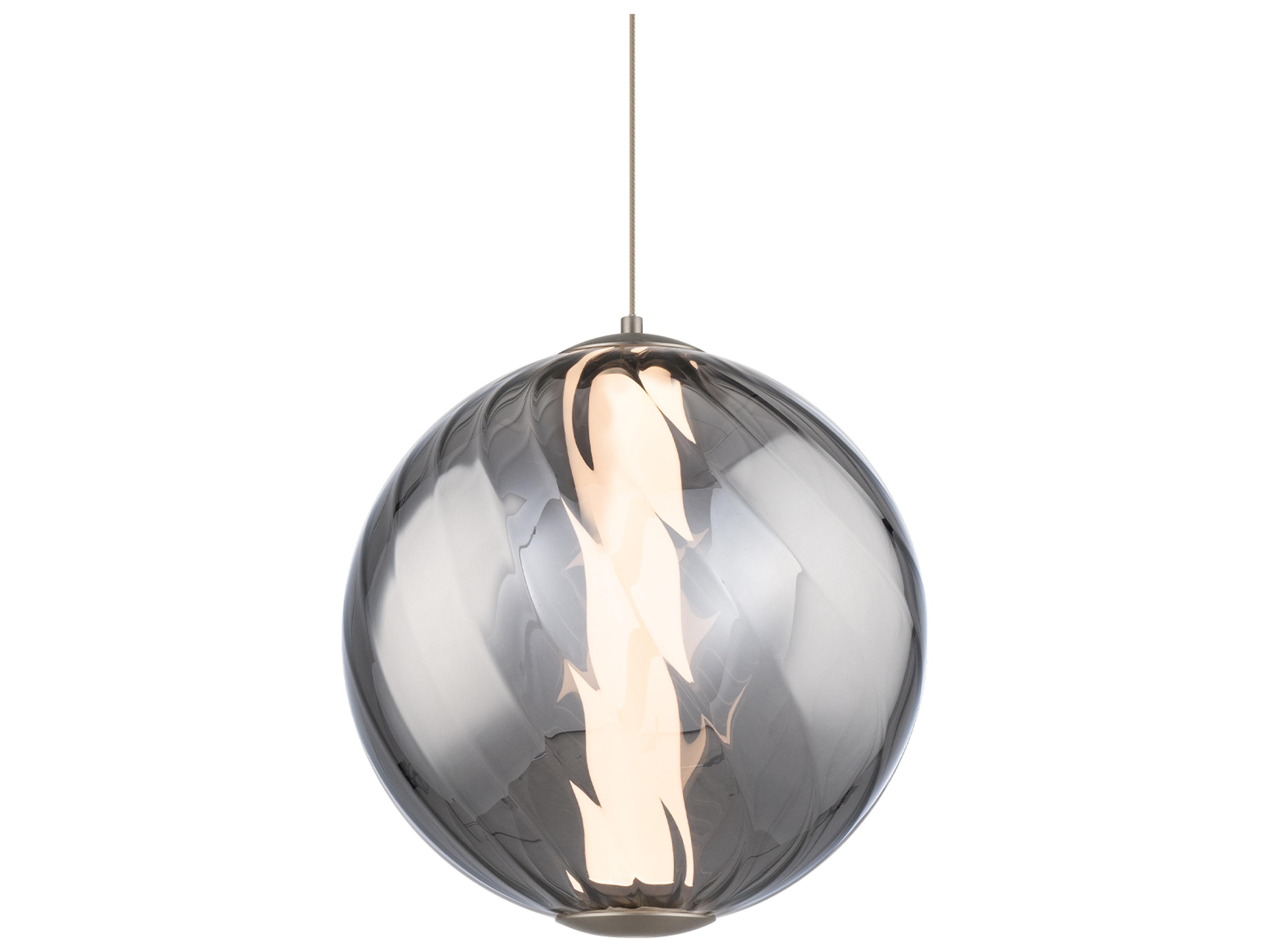 Swirly 1-Light Smoke Glass Brushed Nickel Globe Mini Pendant