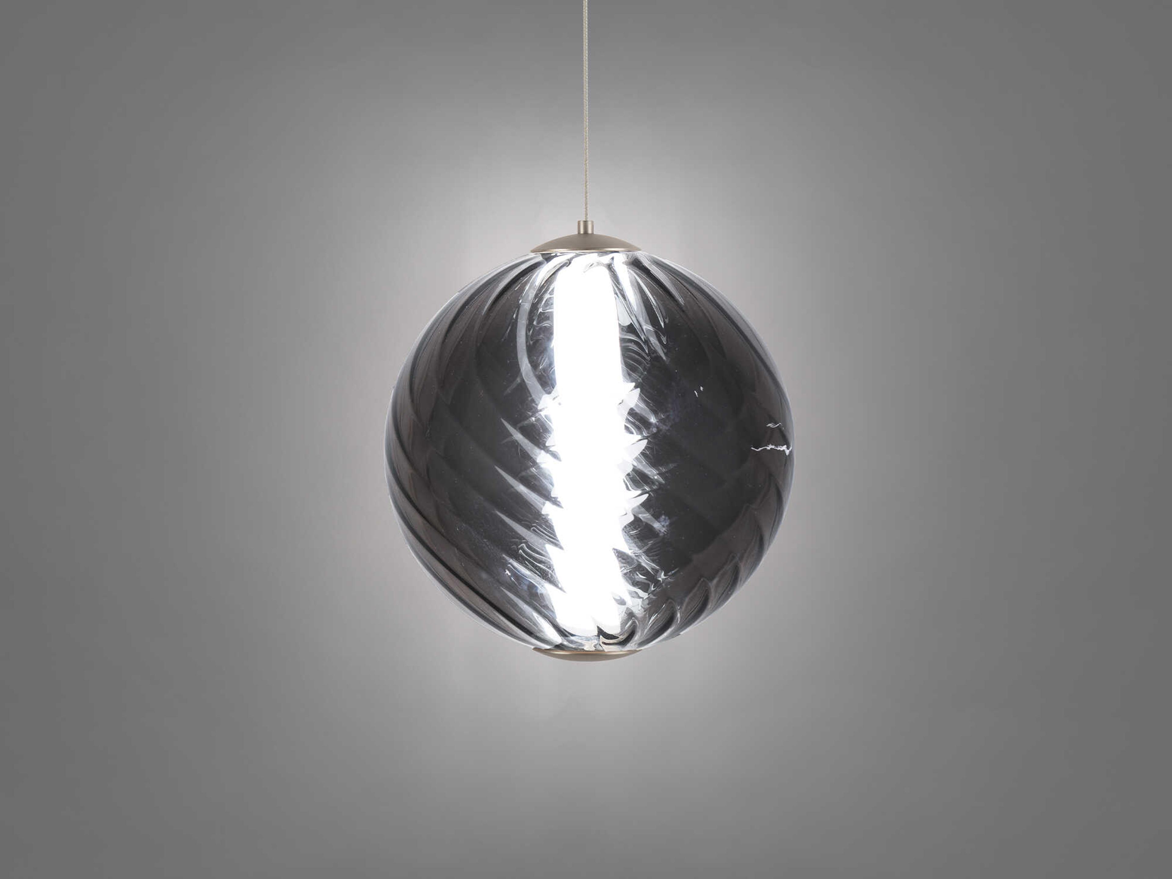 Modern Forms Swirly 1-Light Smoke Glass Brushed Nickel Globe Mini Pendant