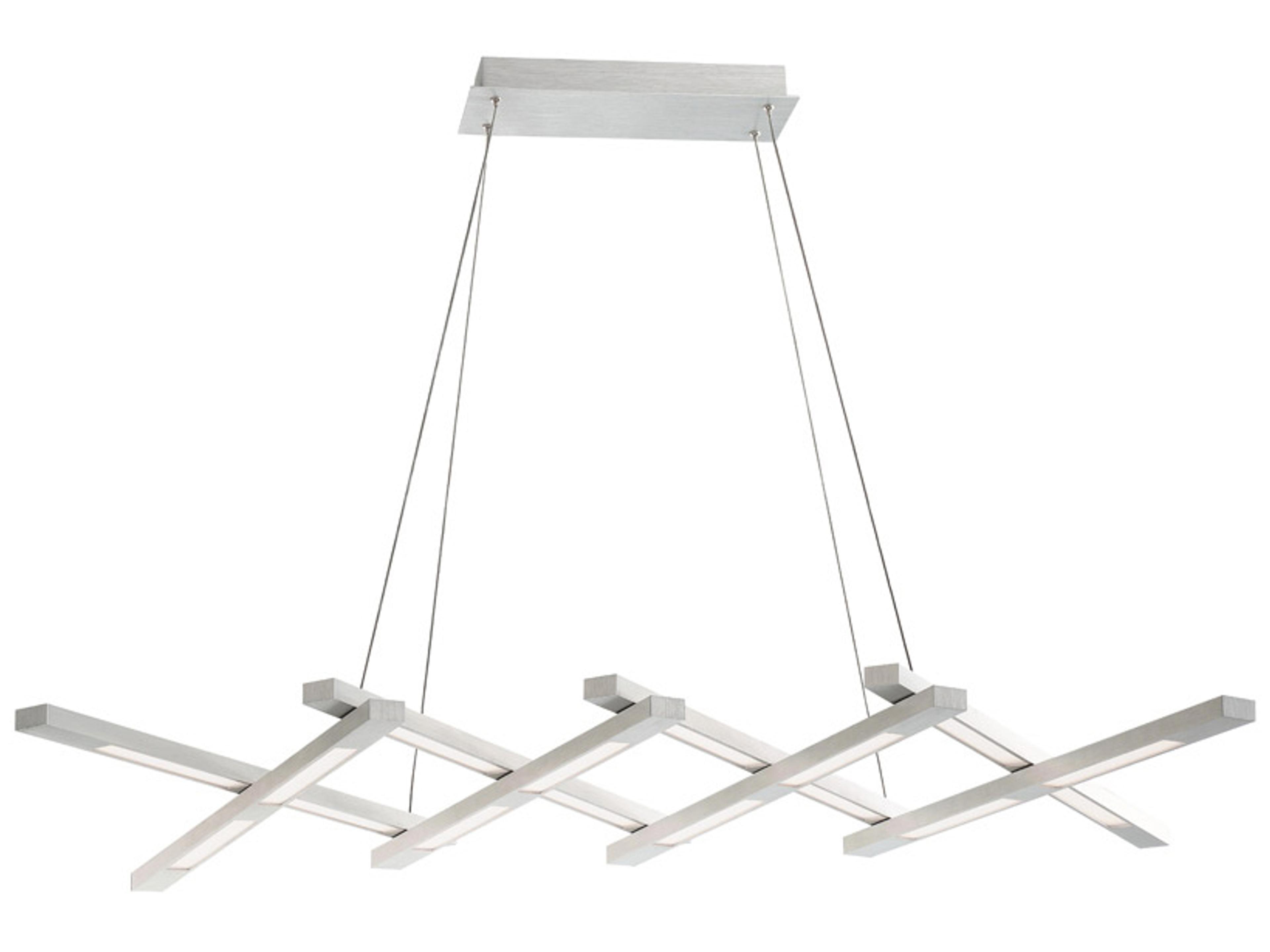 Scissors 1-Light Brushed Aluminum Silver Glass LED Linear Island Pendant