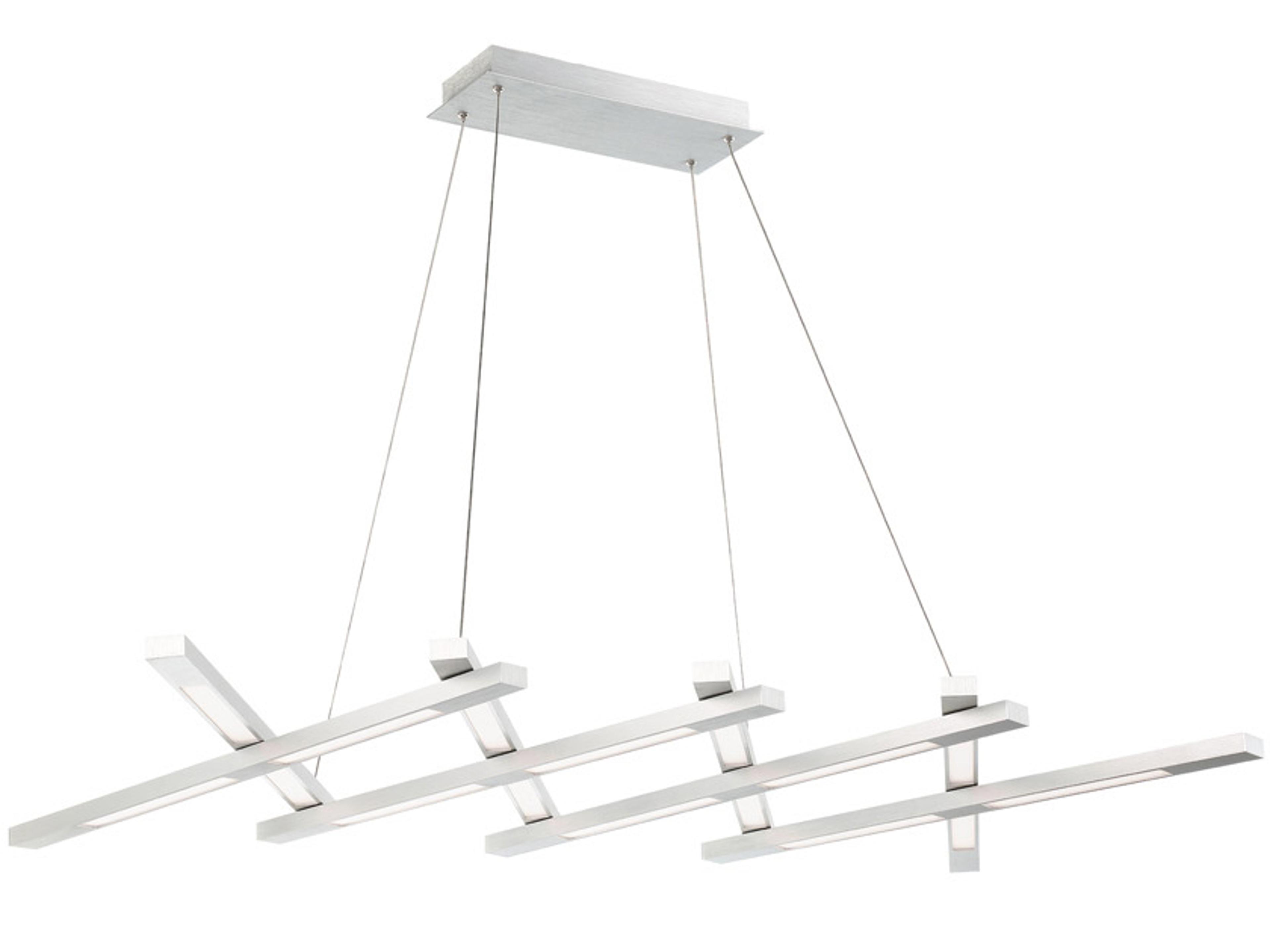 Modern Forms Scissors 1-Light Brushed Aluminum Silver Glass LED Linear Island Pendant