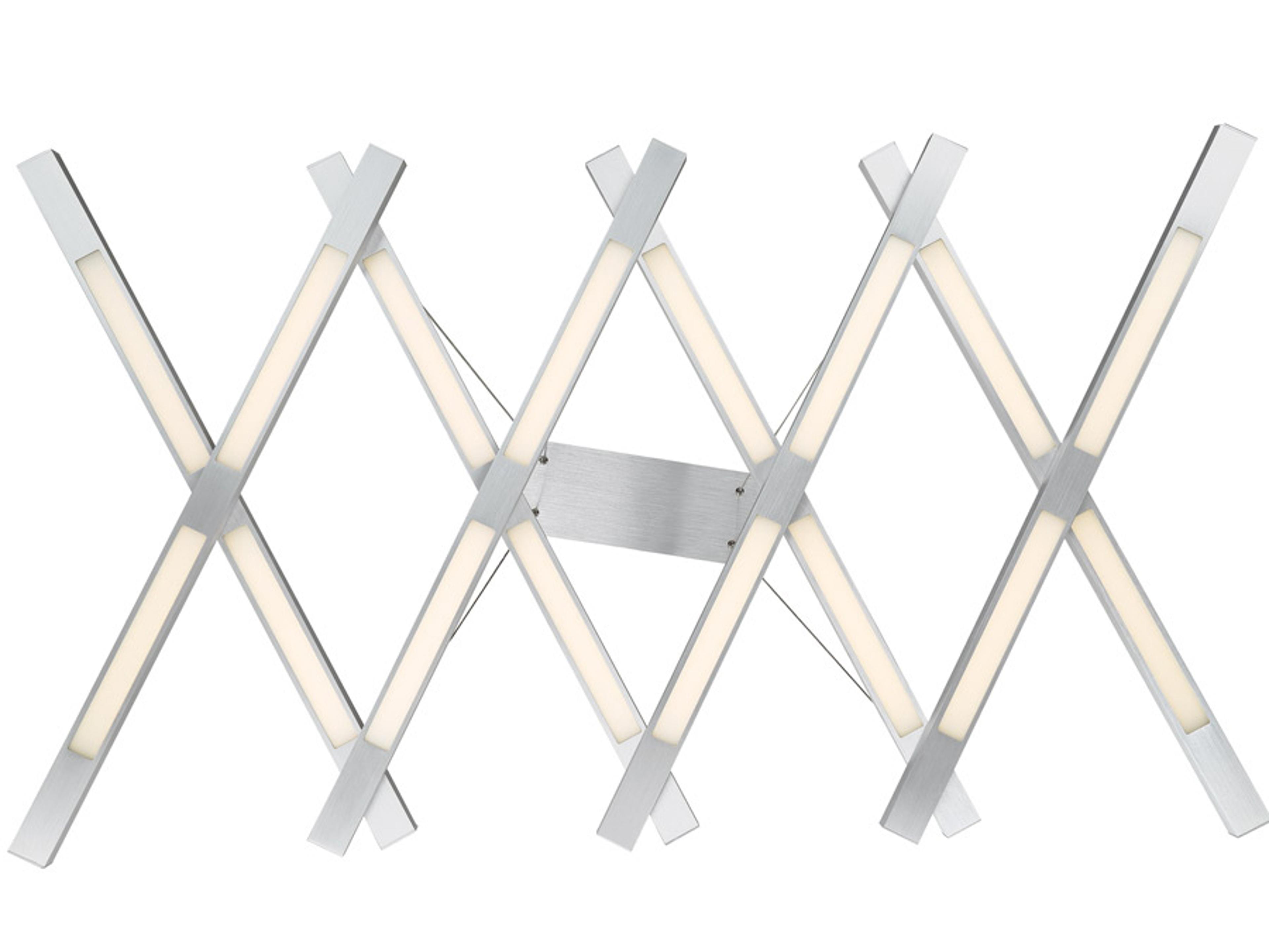 Modern Forms Scissors 1-Light Brushed Aluminum Silver Glass LED Linear Island Pendant