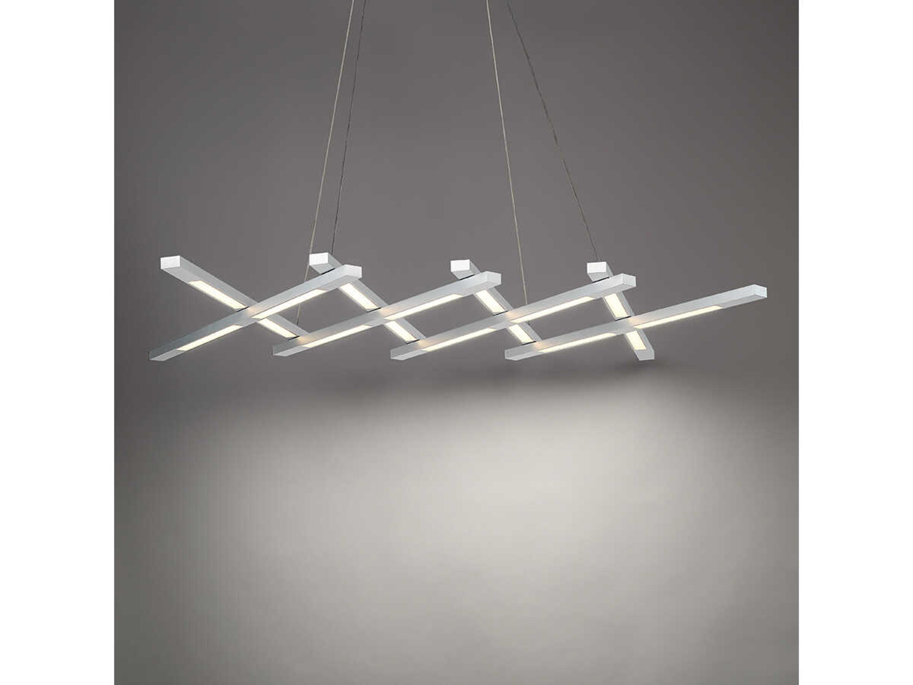 Modern Forms Scissors 1-Light Brushed Aluminum Silver Glass LED Linear Island Pendant