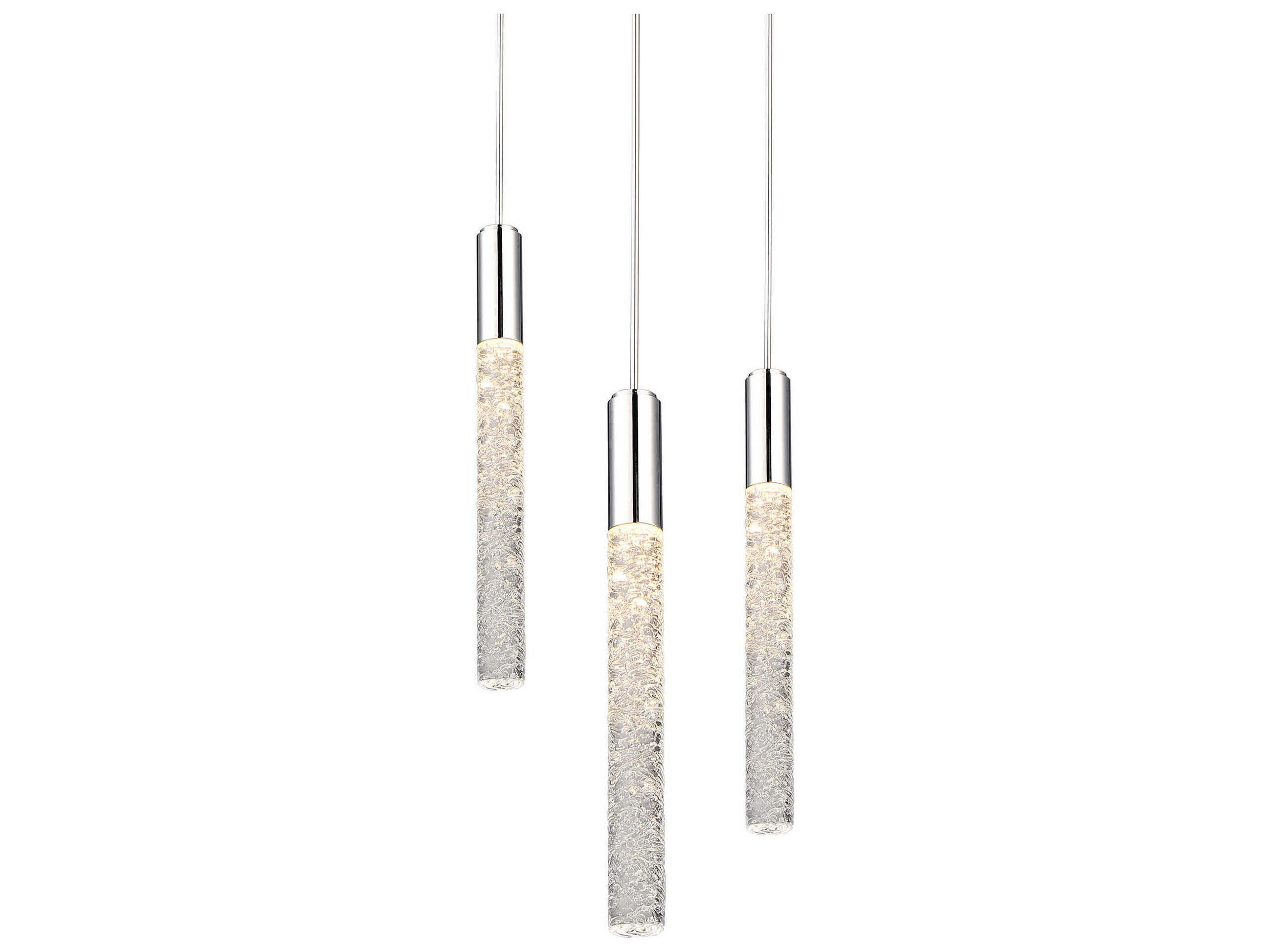 Magic 3-Light Polished Nickel Crystal LED Cylinder Mini Pendant