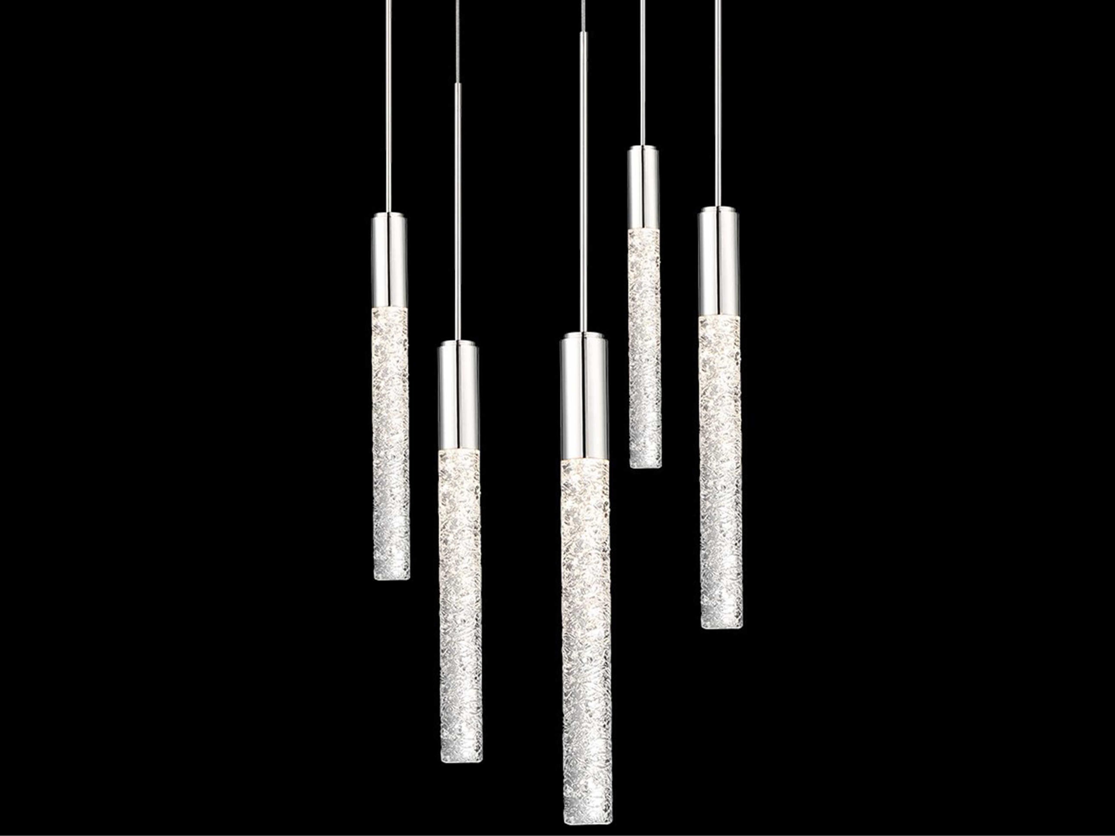 Modern Forms Magic 5-Light Polished Nickel Crystal LED Cylinder Pendant