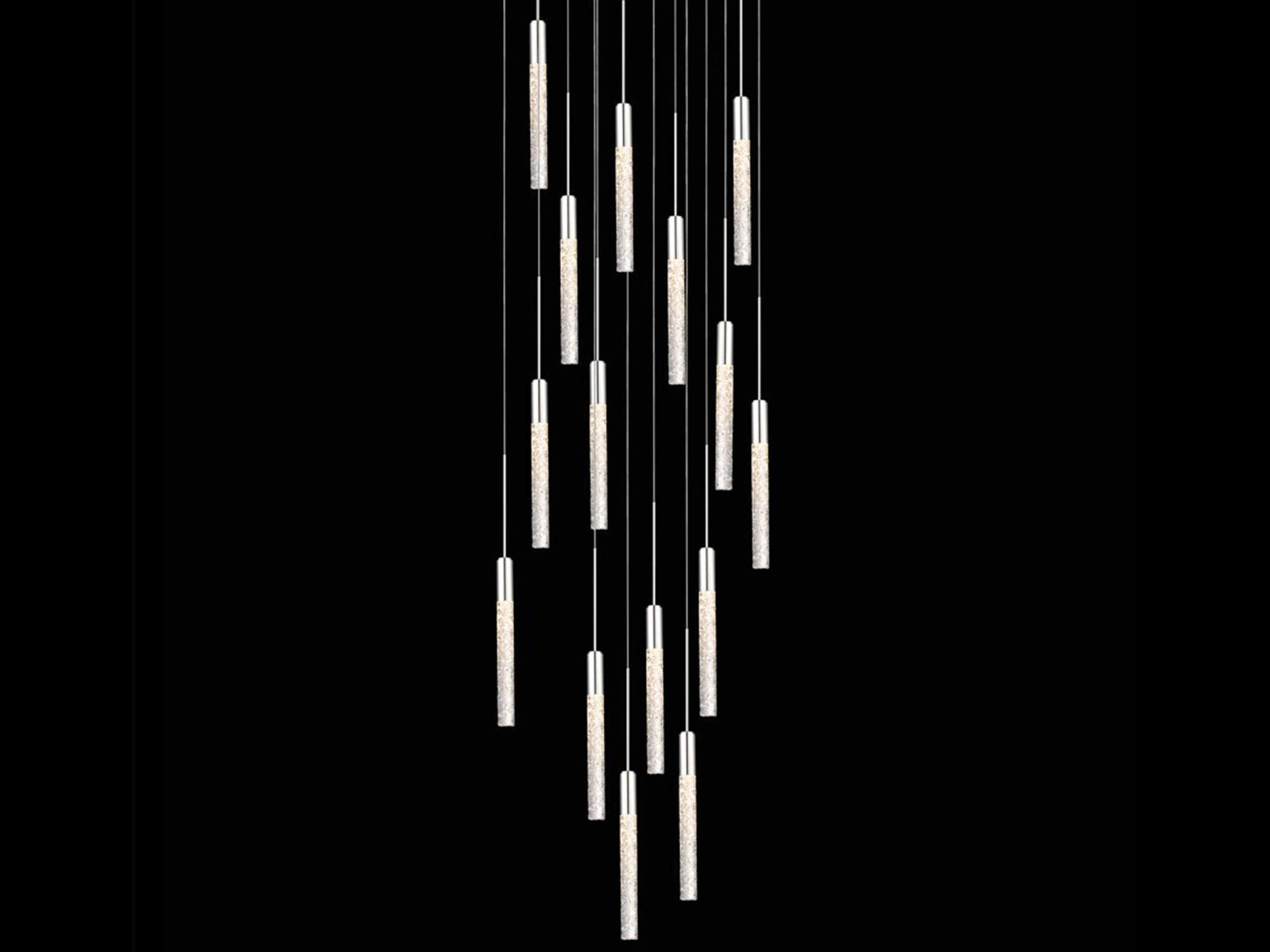 Modern Forms Magic 15-Light Polished Nickel Crystal LED Cylinder Pendant
