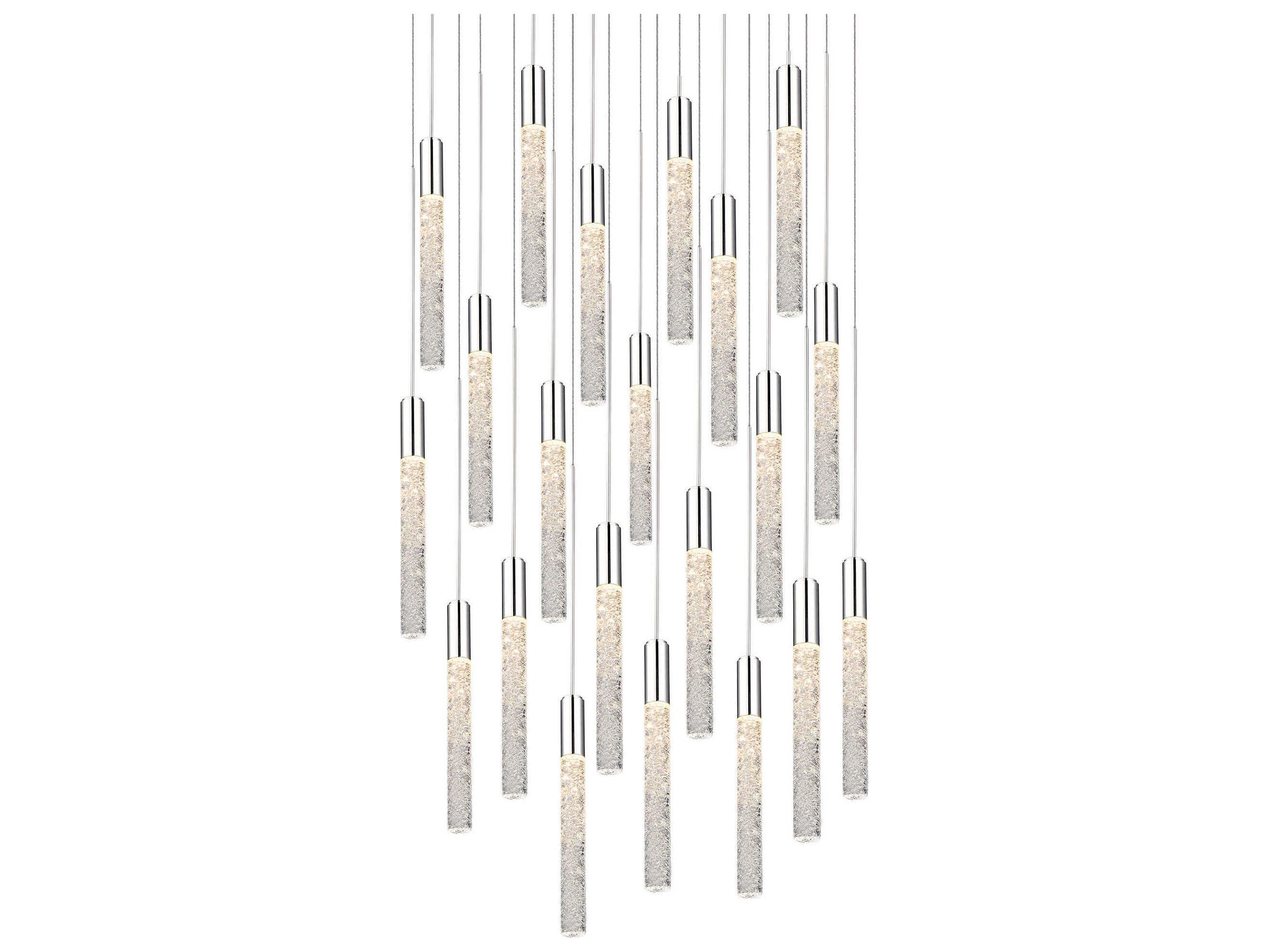 Magic 21-Light Polished Nickel Crystal LED Cylinder Pendant