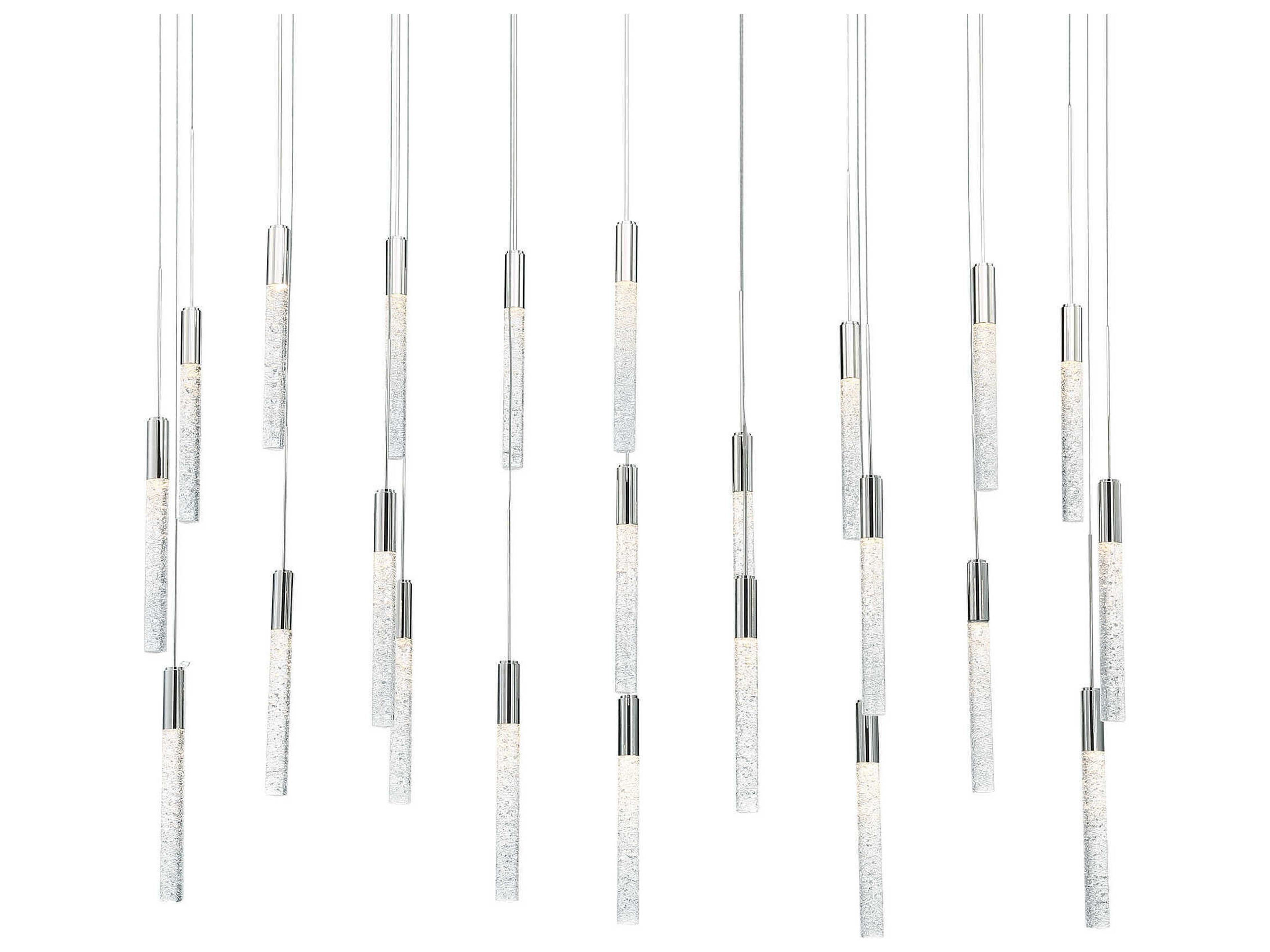 Modern Forms Magic 23-Light Polished Nickel Crystal LED Cylinder Linear Island Pendant