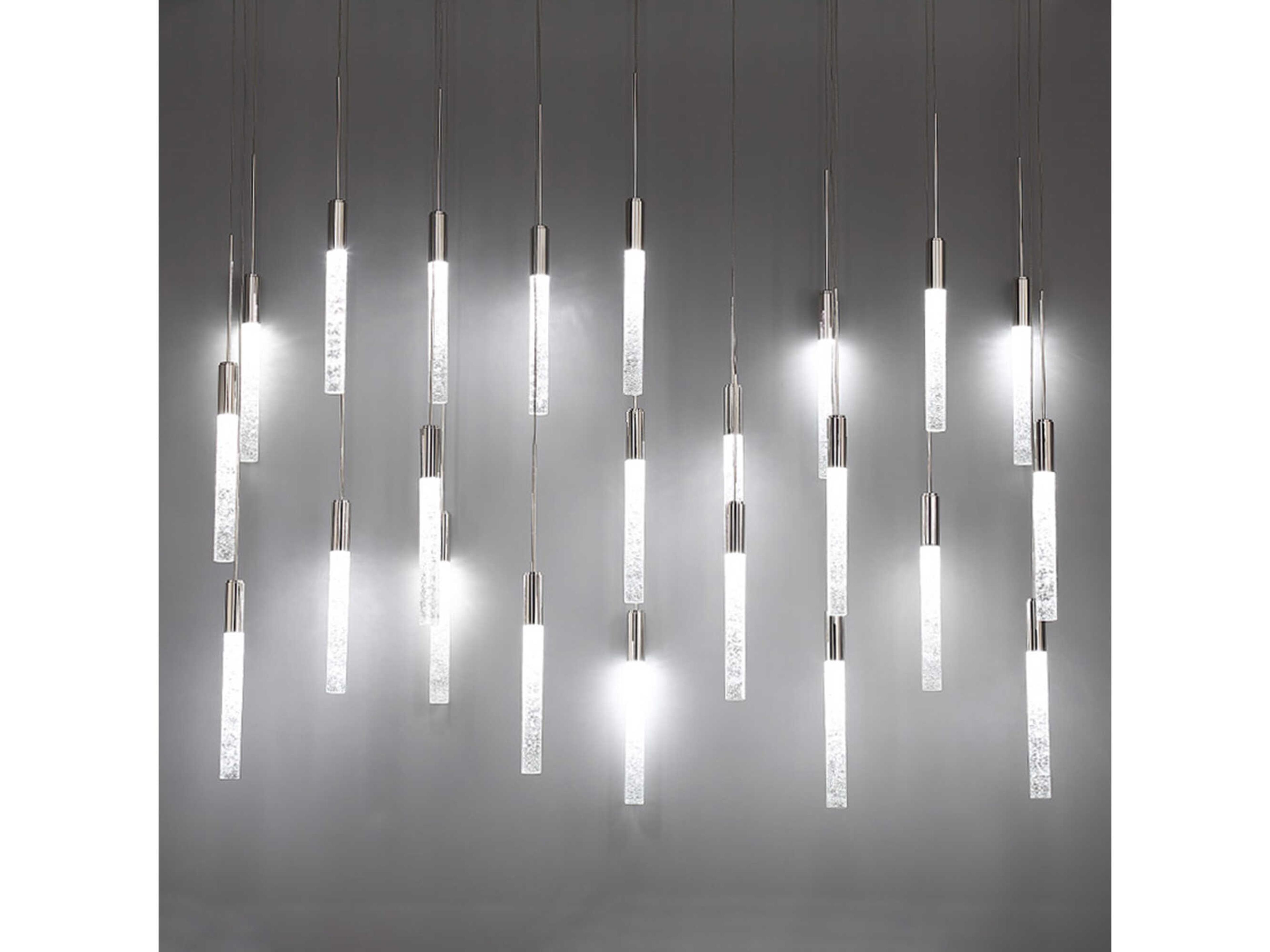 Modern Forms Magic 23-Light Polished Nickel Crystal LED Cylinder Linear Island Pendant