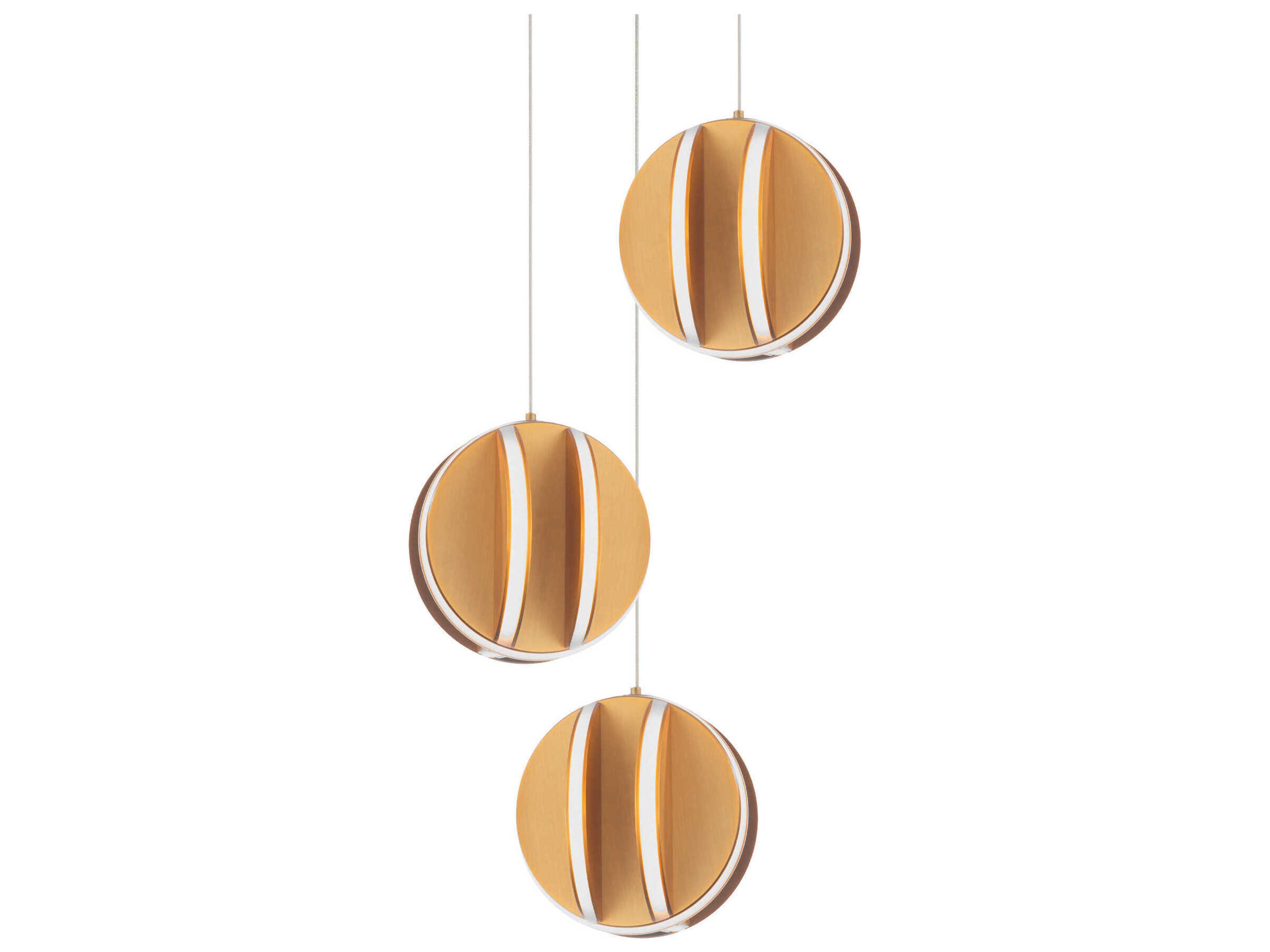 Carillion 3-Light Aged Brass LED Globe Mini Pendant