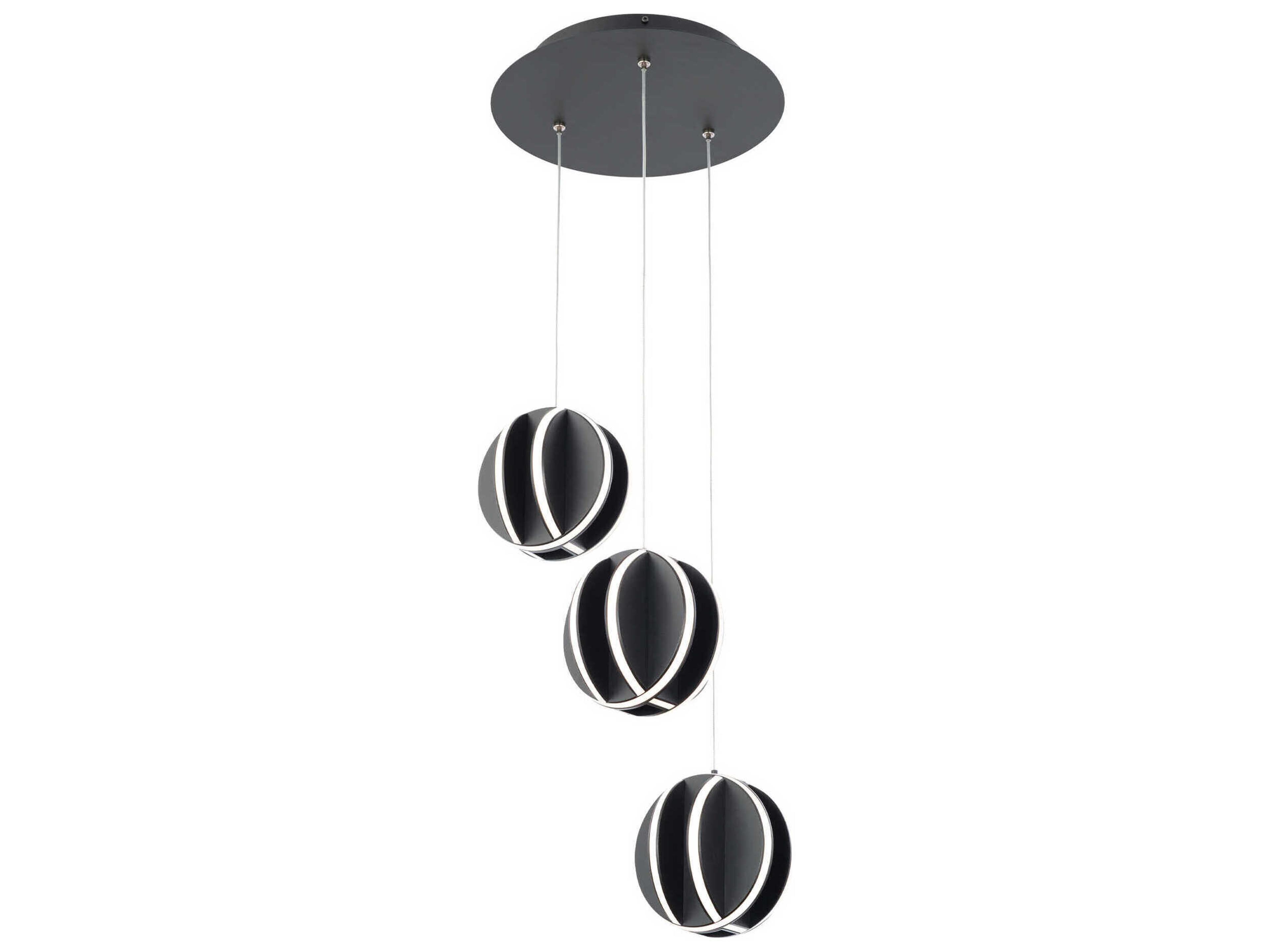 Carillion 3-Light Black LED Globe Mini Pendant