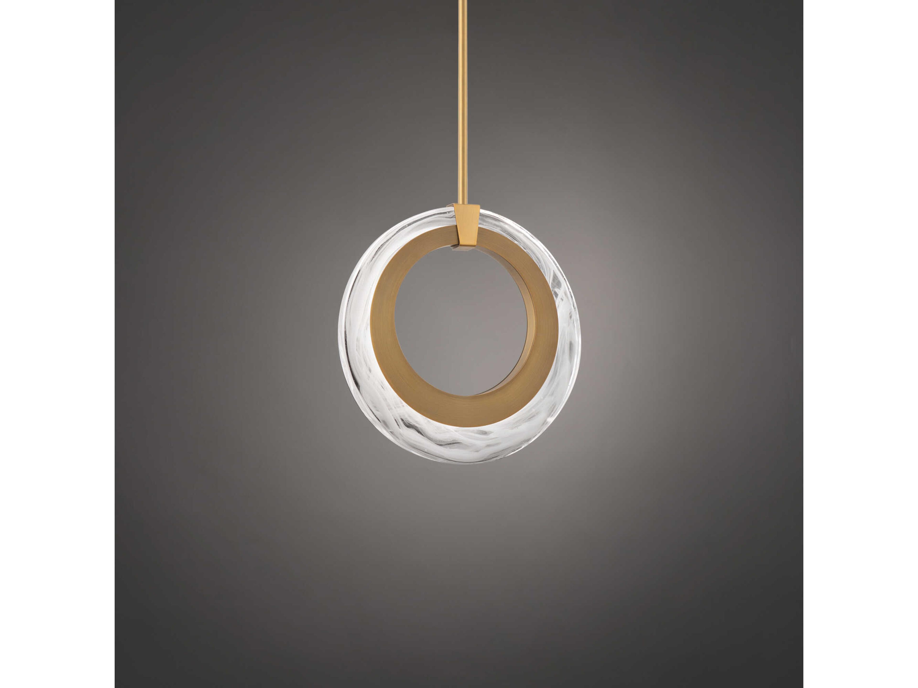 Modern Forms Serenity 1-Light Aged Brass Glass LED Round Mini Pendant