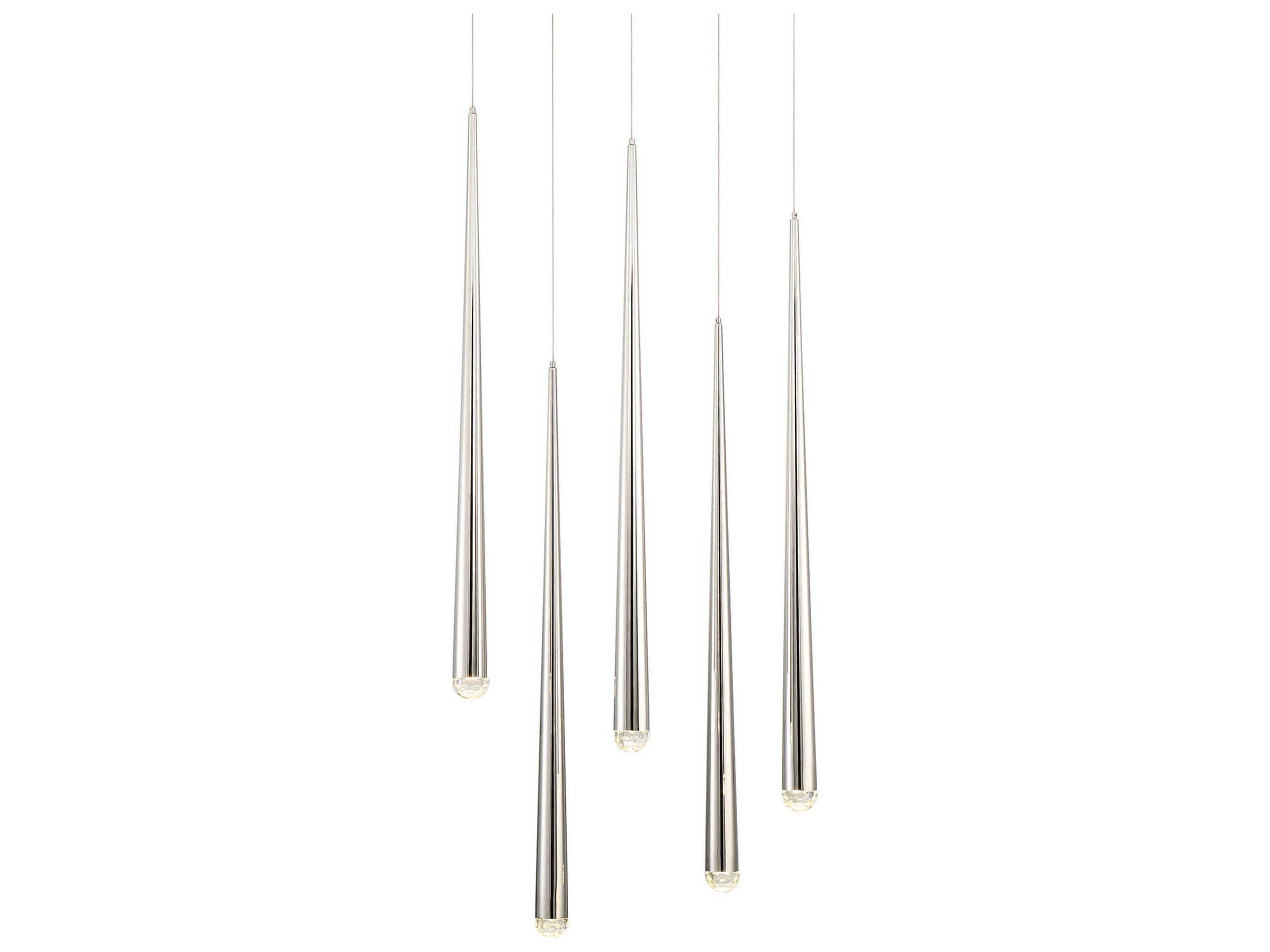 Modern Forms Cascade 5-Light Polished Nickel Crystal LED Pendant