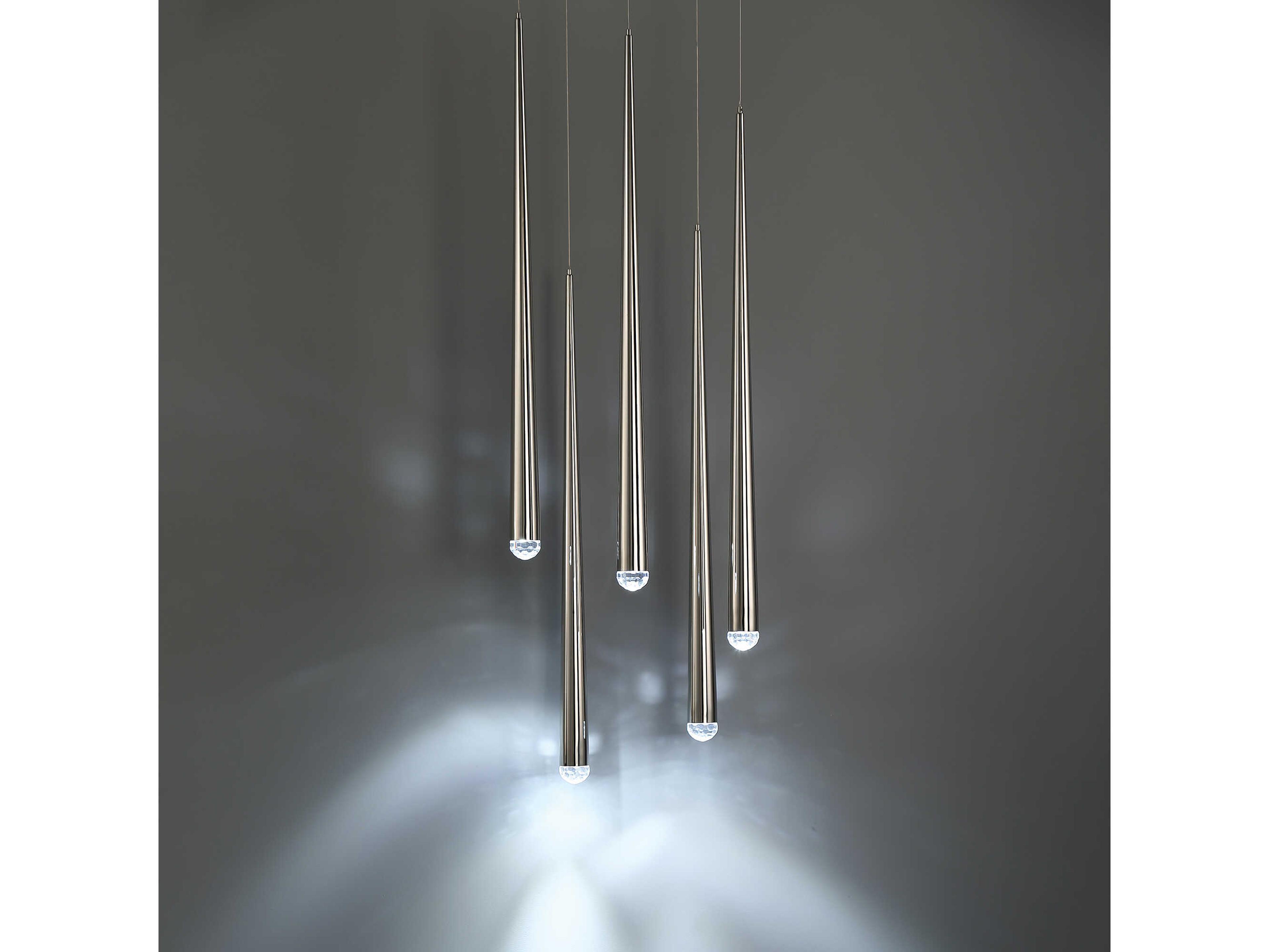 Modern Forms Cascade 5-Light Polished Nickel Crystal LED Pendant