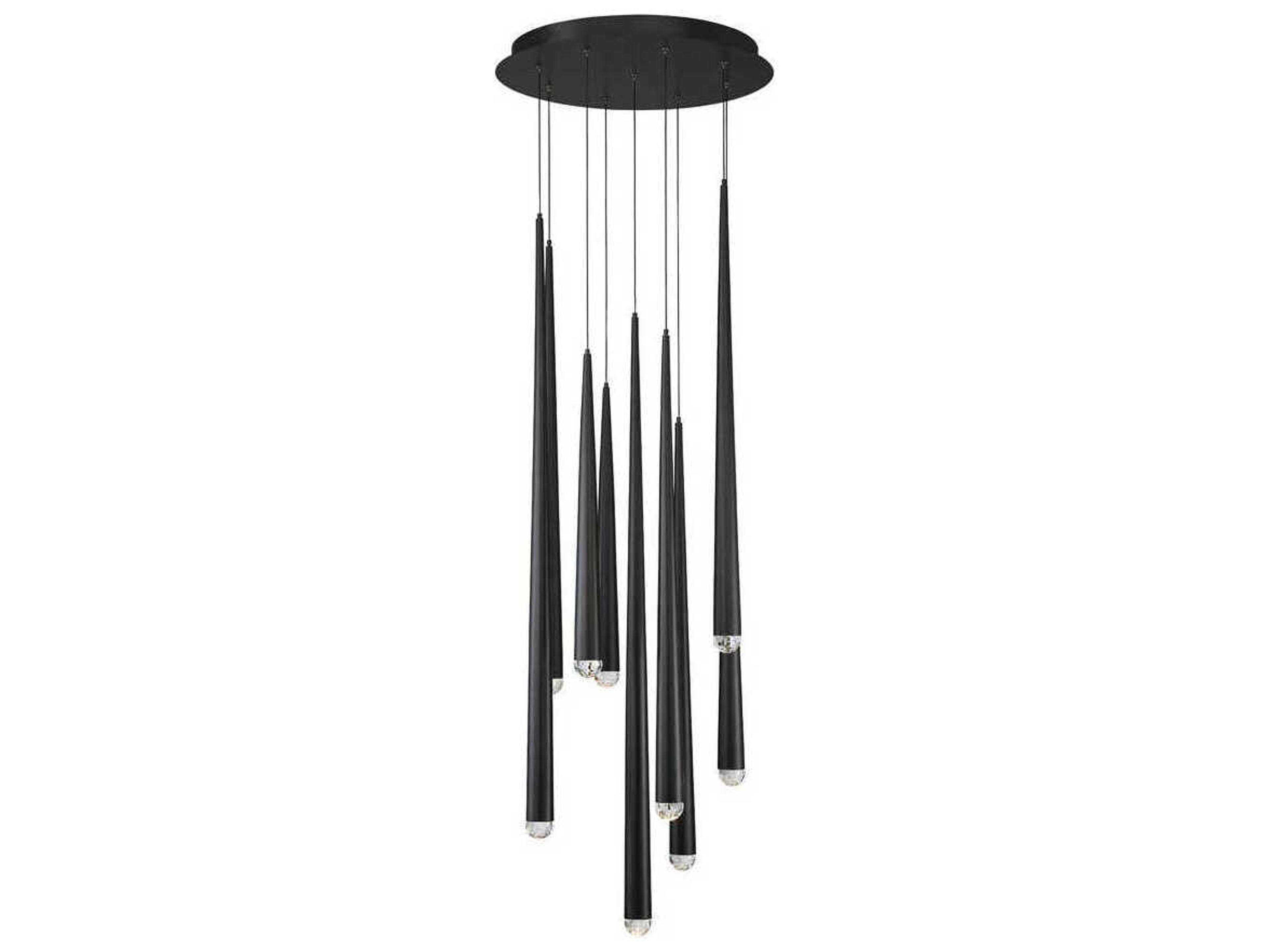 Cascade 9-Light Black Crystal LED Pendant