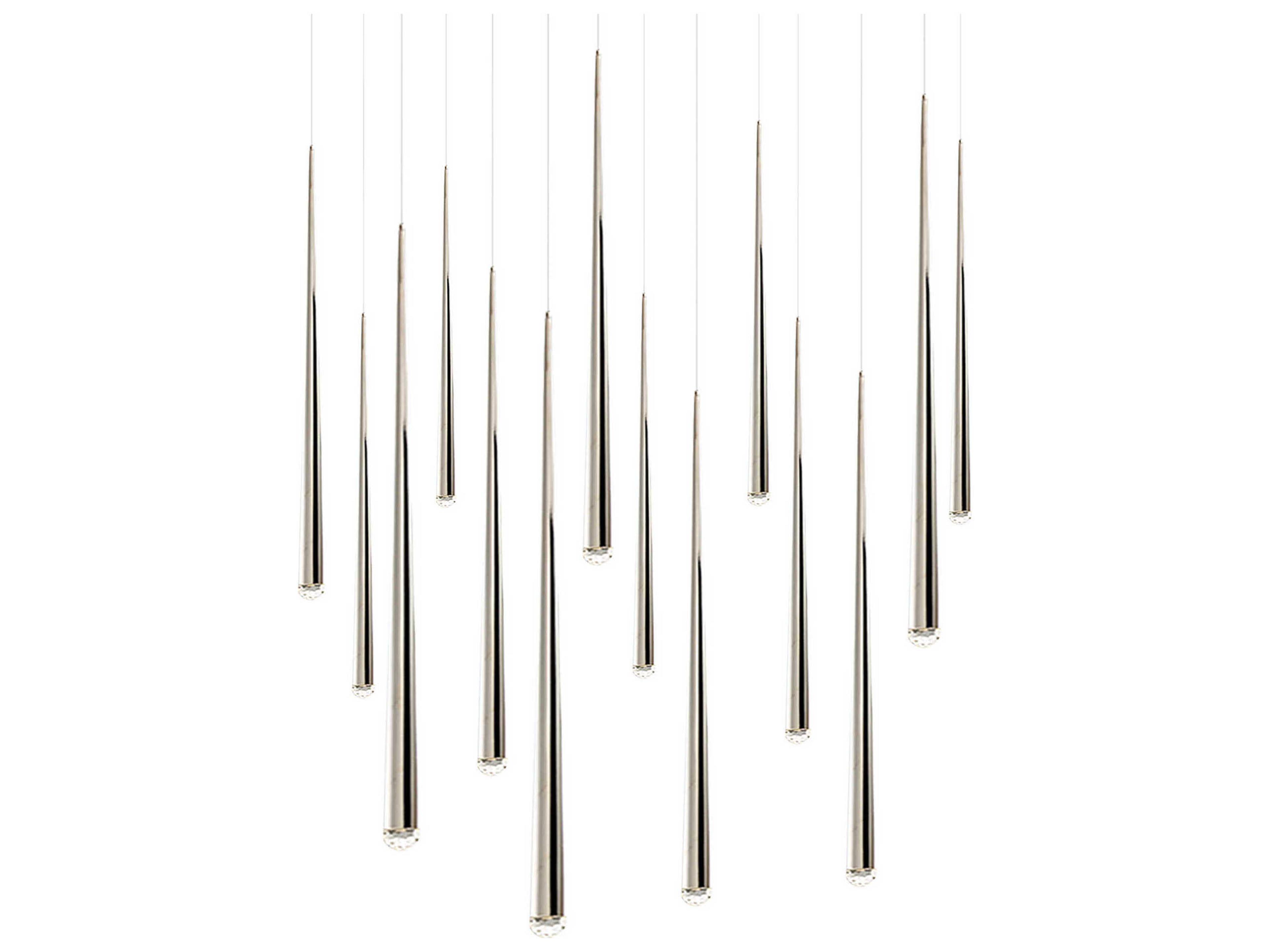 Cascade 14-Light Polished Nickel Linear Island Pendant