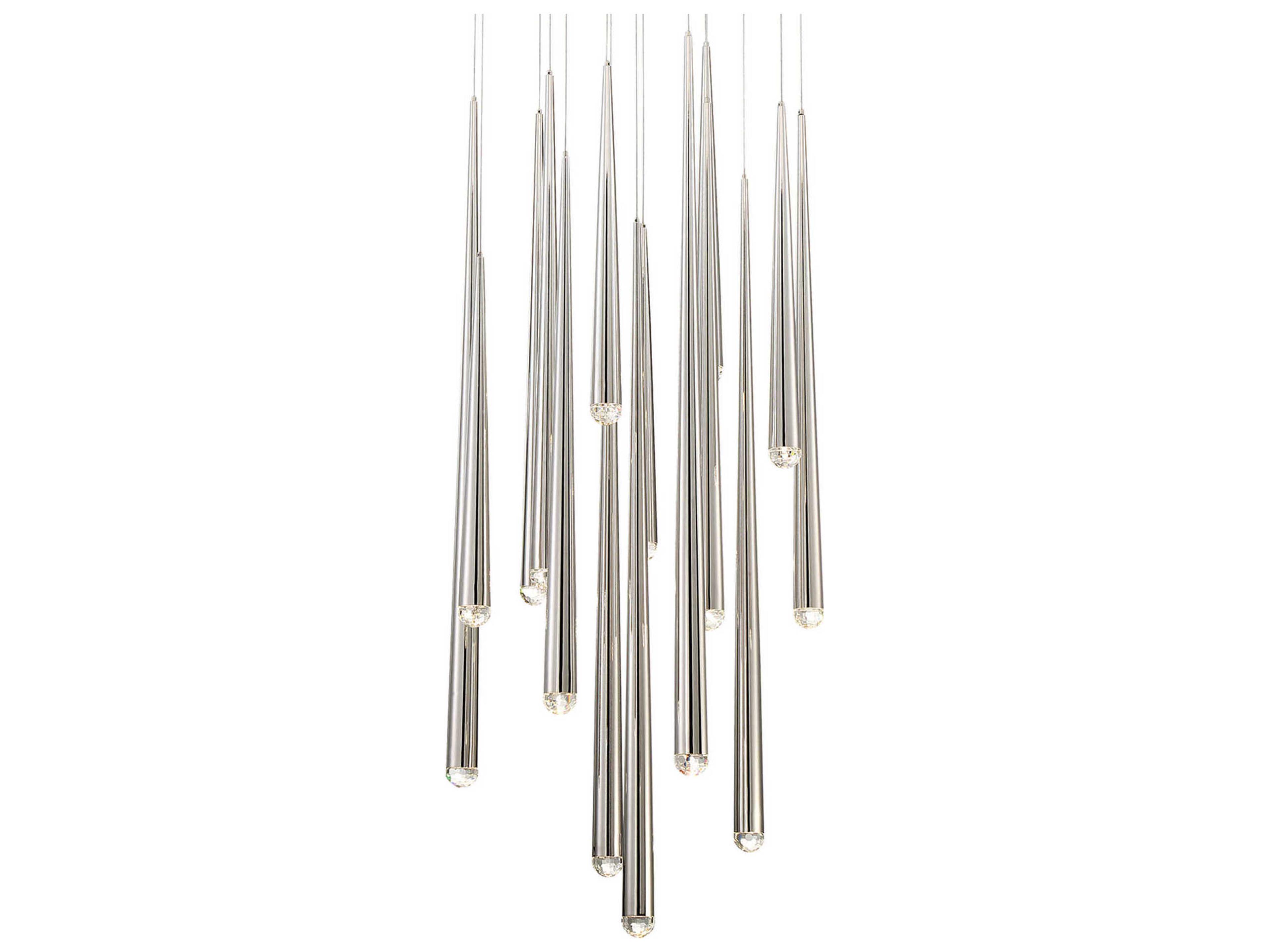 Modern Forms Cascade 15-Light Polished Nickel Crystal LED Pendant