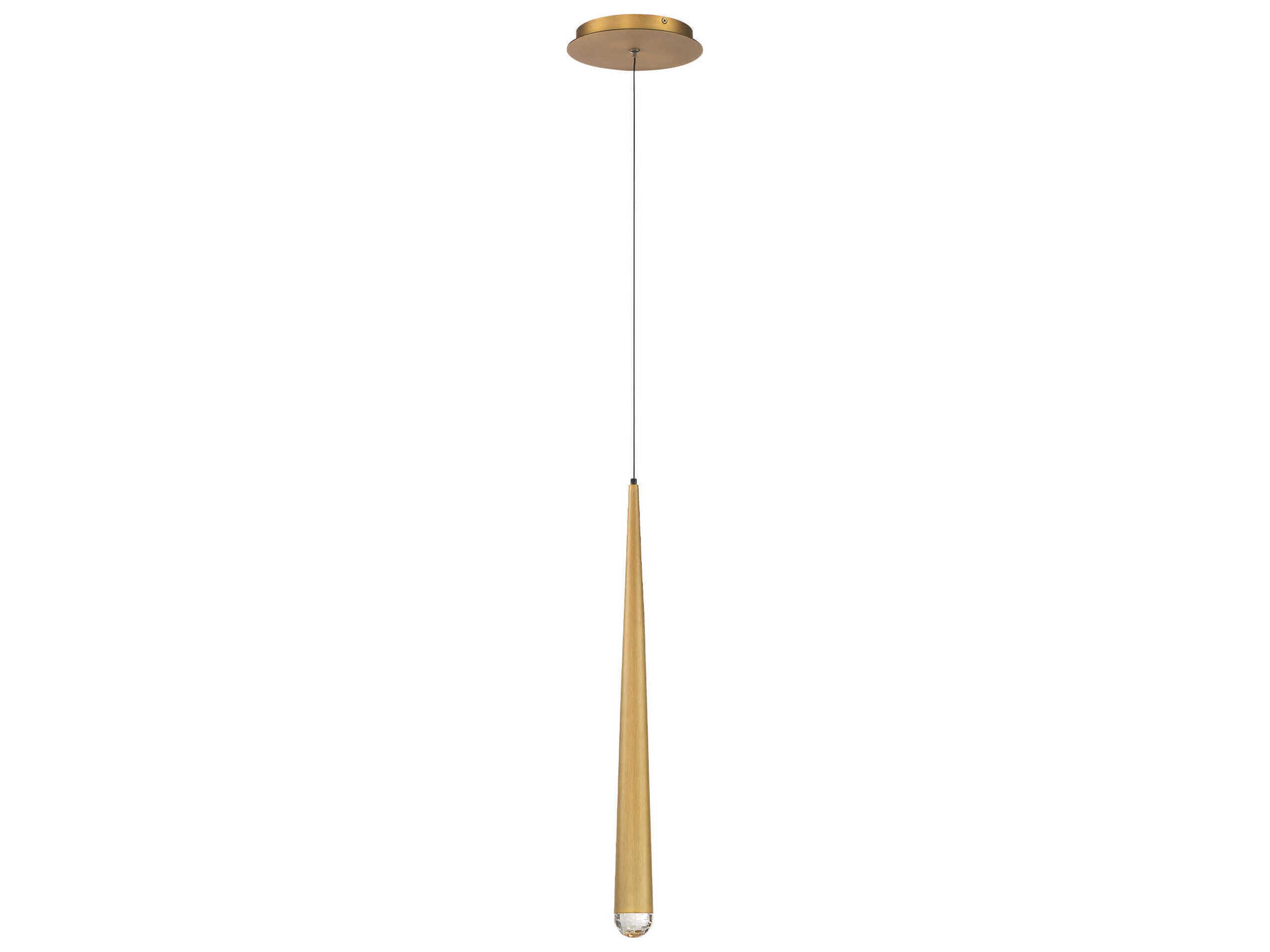 Modern Forms Cascade 1-Light Aged Brass Crystal LED Mini Pendant
