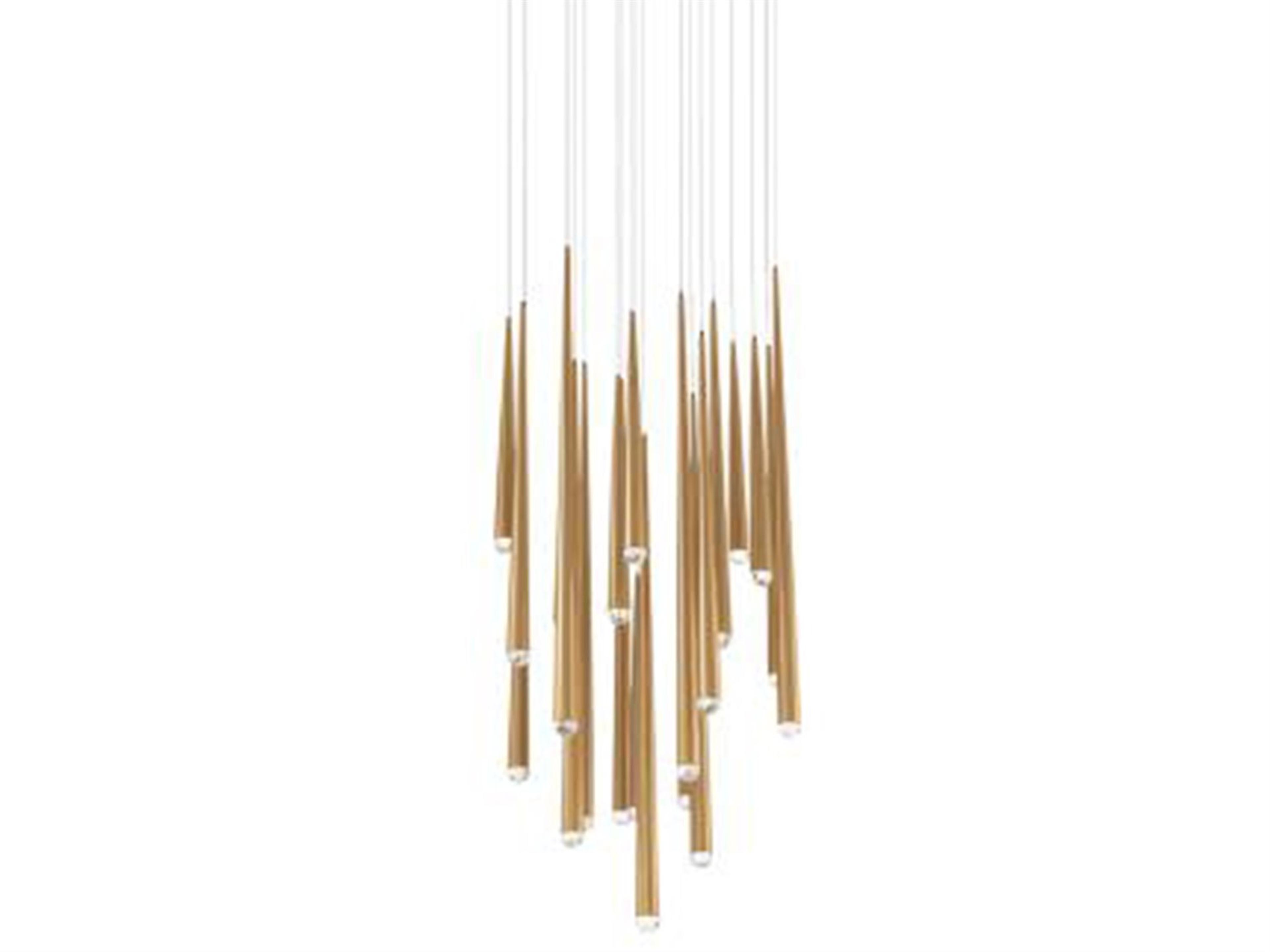 Cascade 21-Light Aged Brass Crystal LED Pendant
