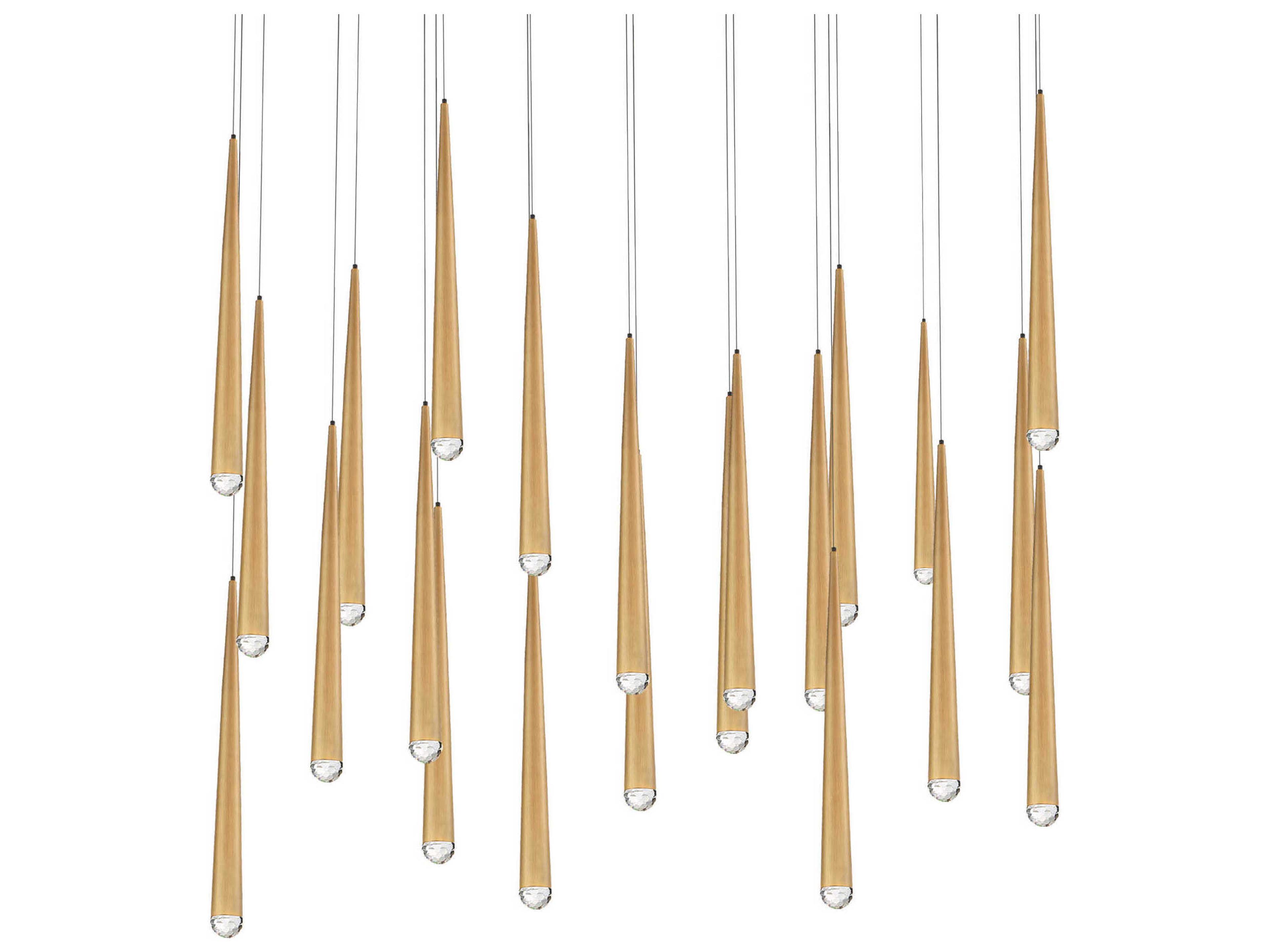 Cascade 23-Light Aged Brass Crystal LED Linear Island Pendant