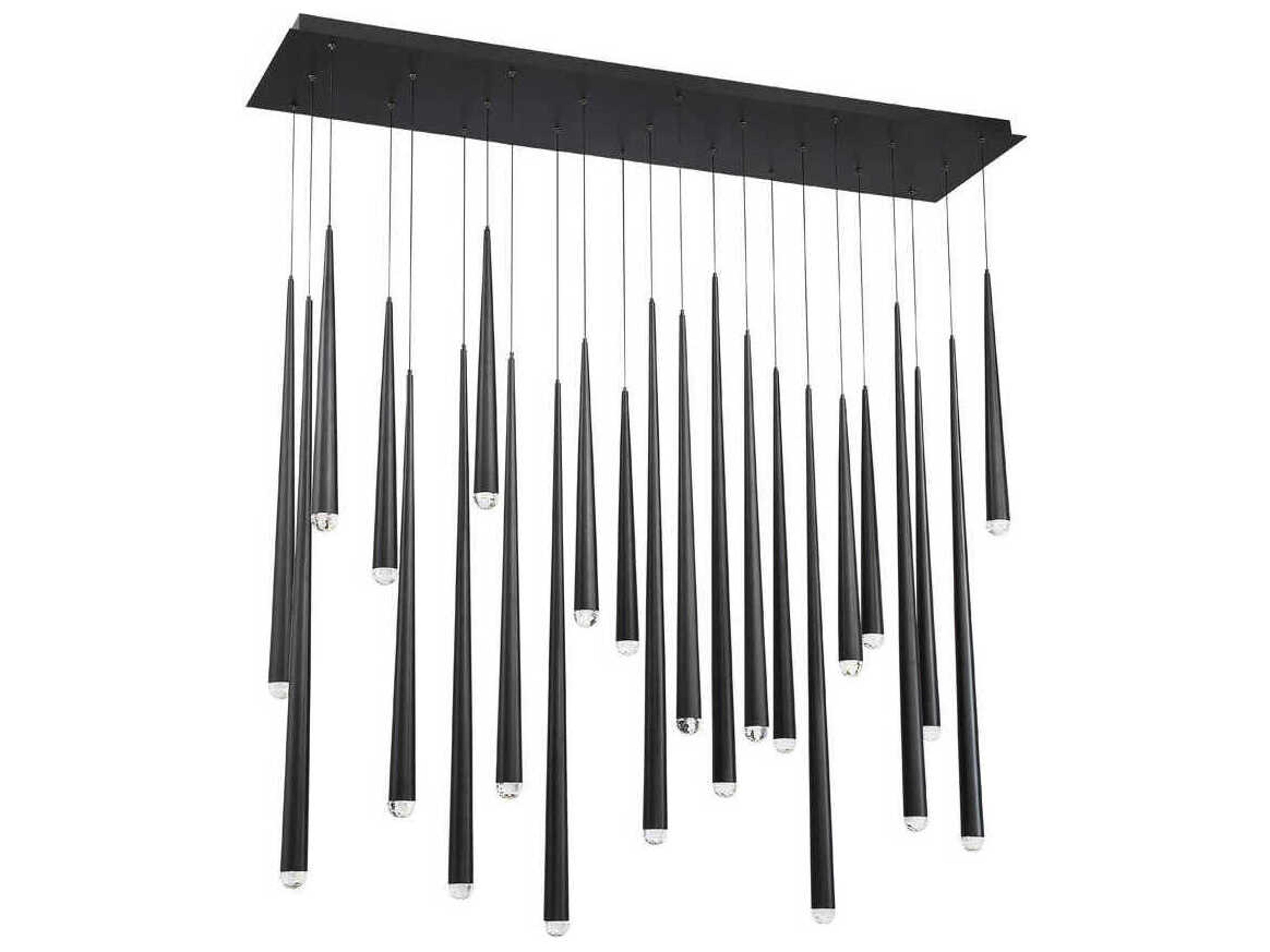 Cascade 23-Light Black Crystal LED Linear Island Pendant