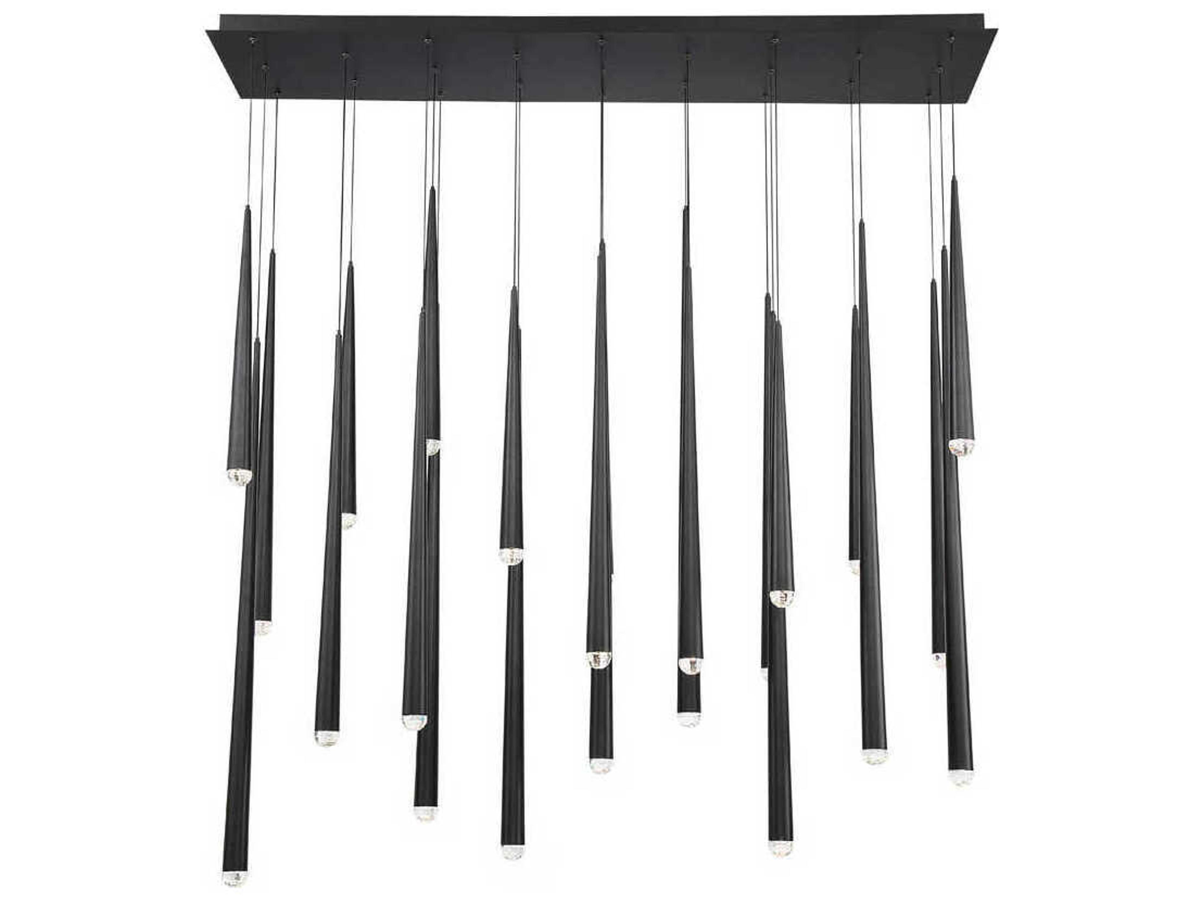 Modern Forms Cascade 23-Light Black Crystal LED Linear Island Pendant