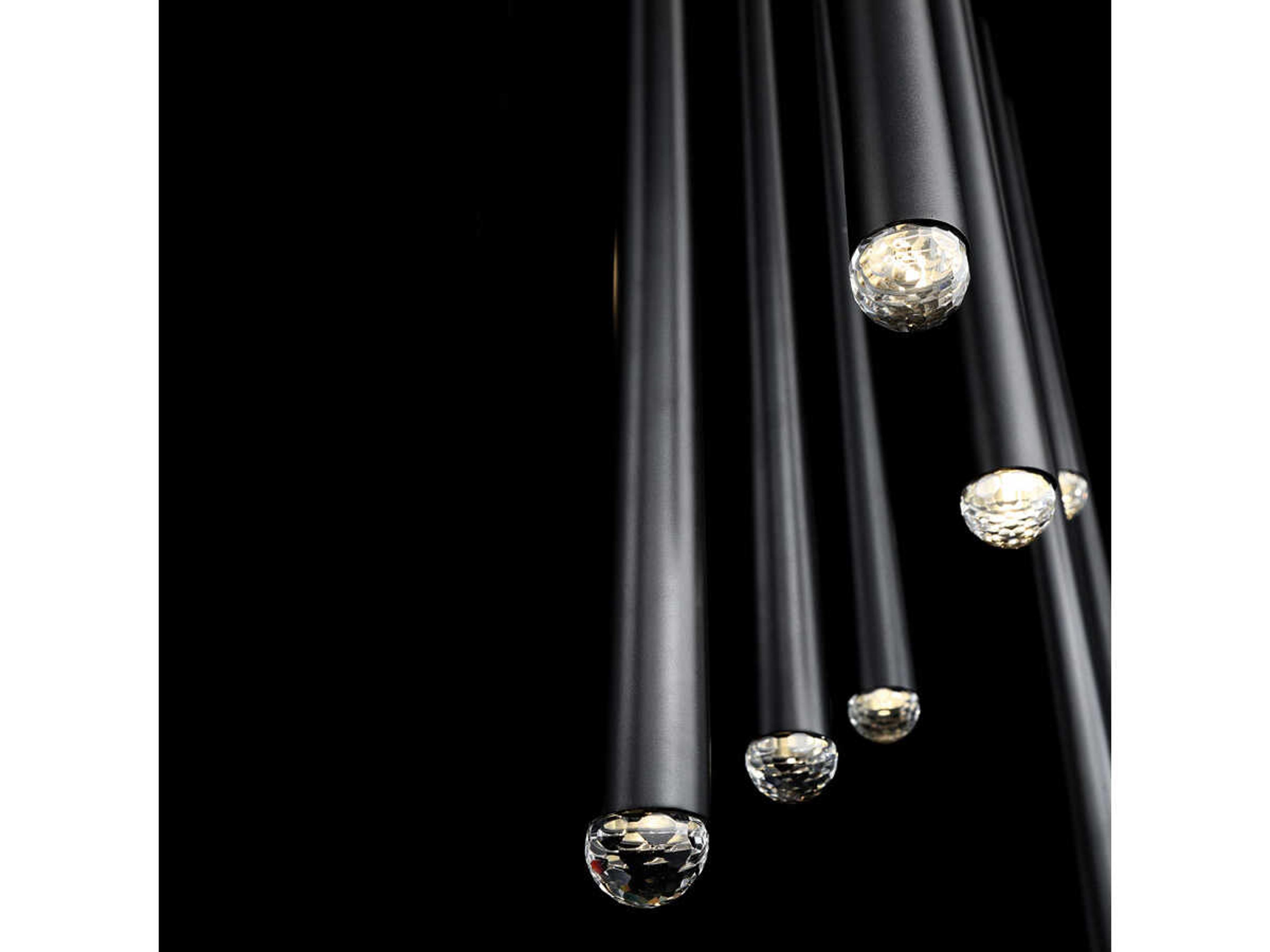 Modern Forms Cascade 23-Light Black Crystal LED Linear Island Pendant