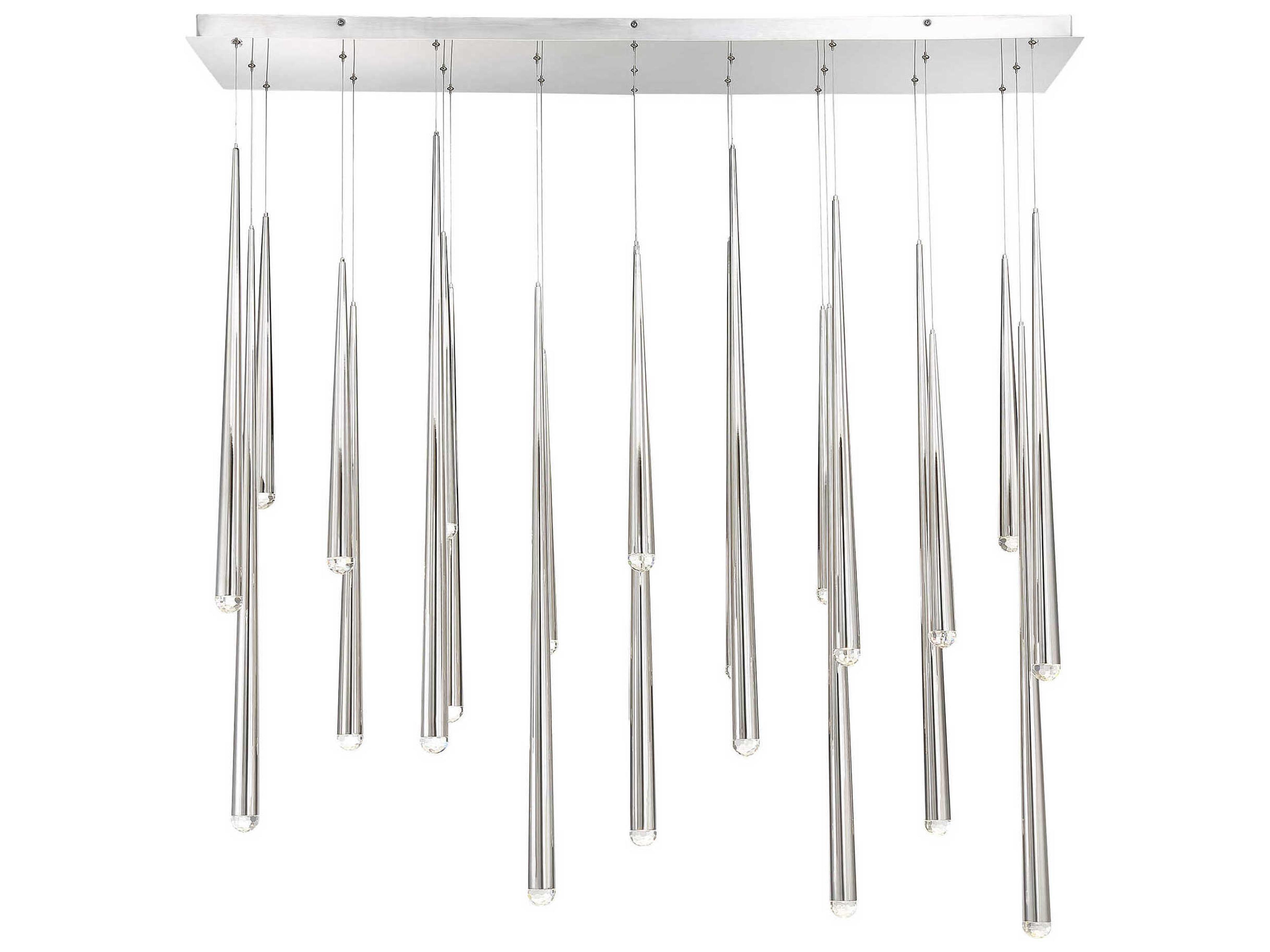 Modern Forms Cascade 23-Light Polished Nickel Crystal LED Linear Island Pendant