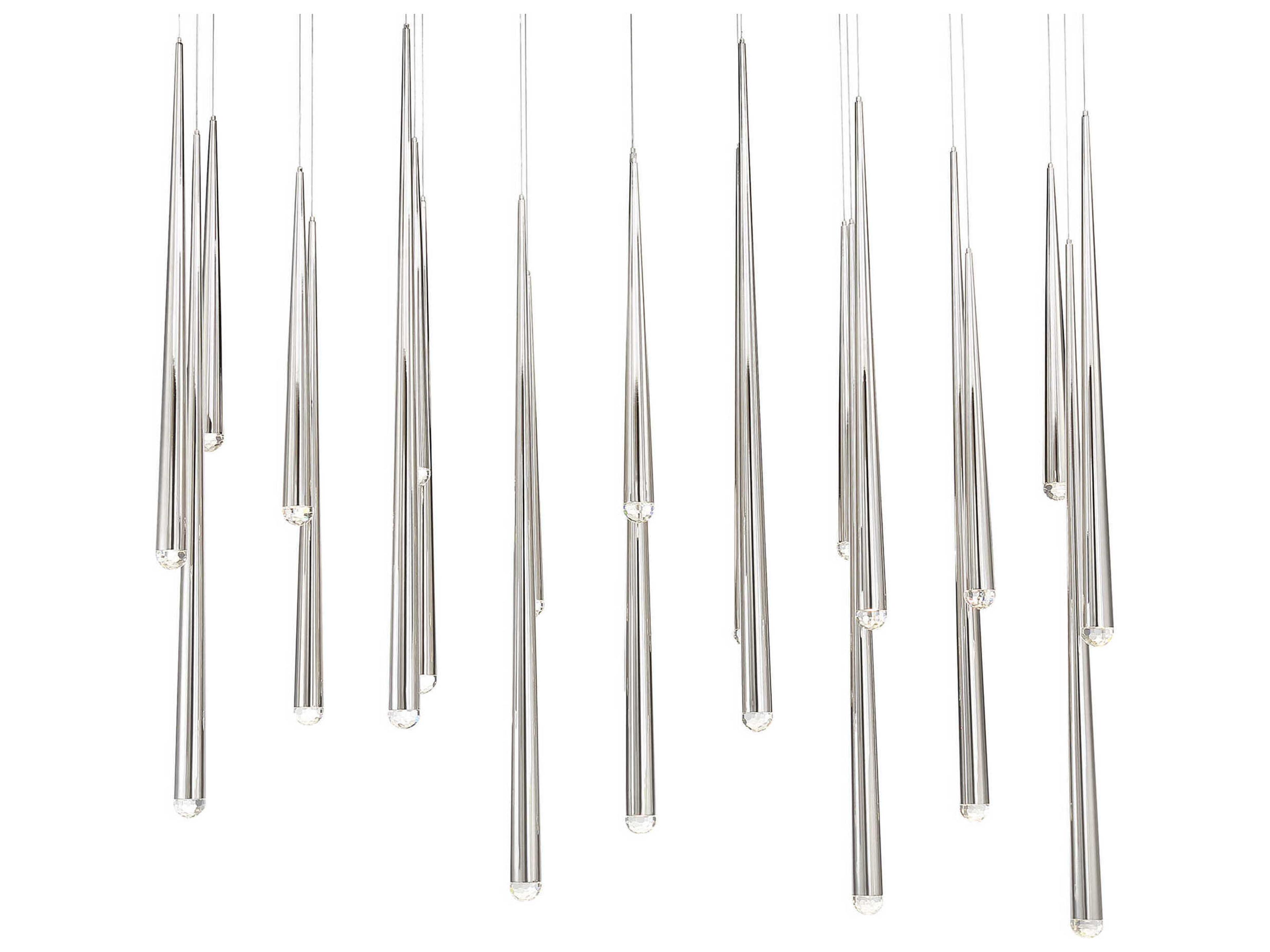 Modern Forms Cascade 23-Light Polished Nickel Crystal LED Linear Island Pendant