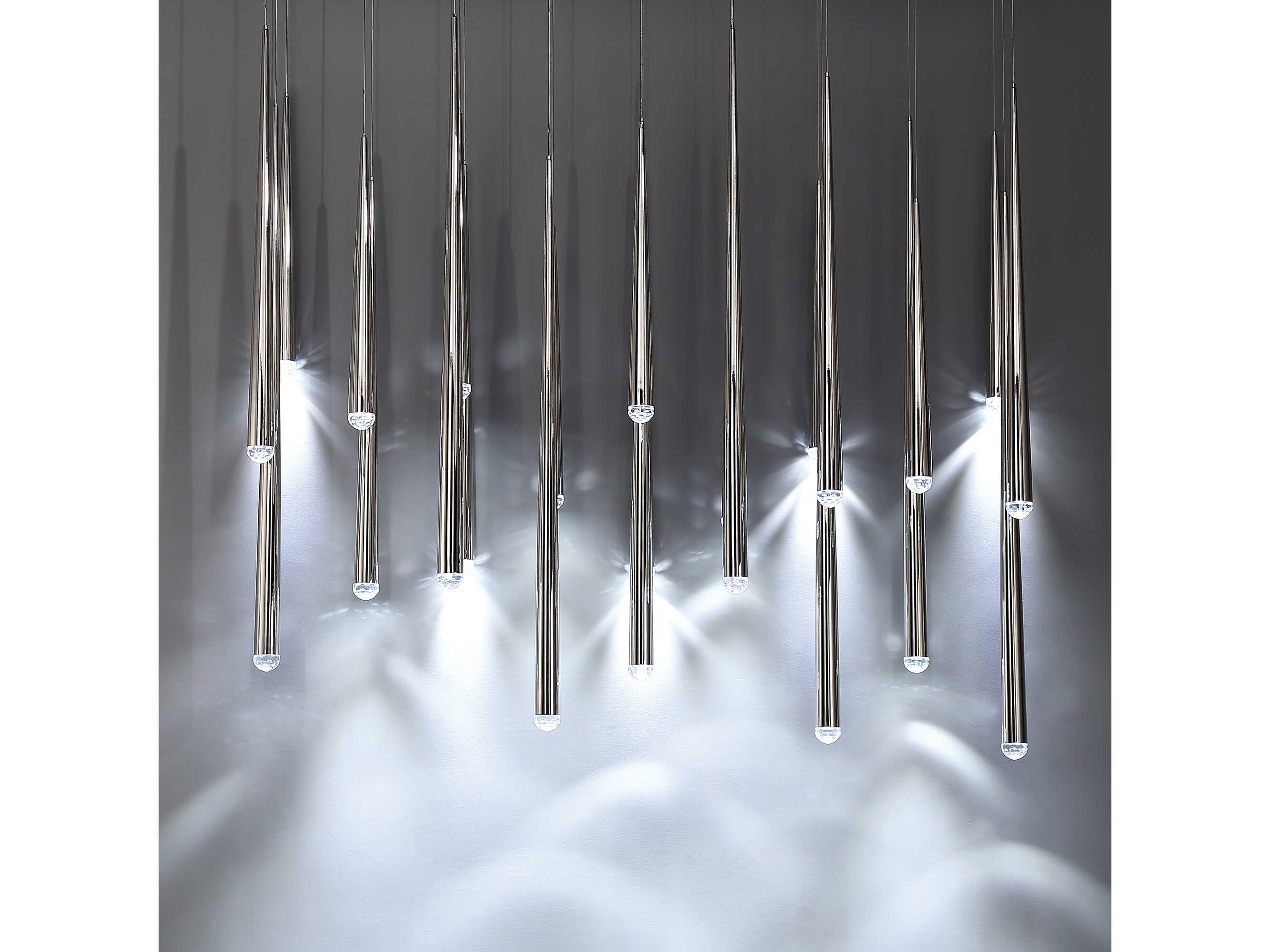 Modern Forms Cascade 23-Light Polished Nickel Crystal LED Linear Island Pendant