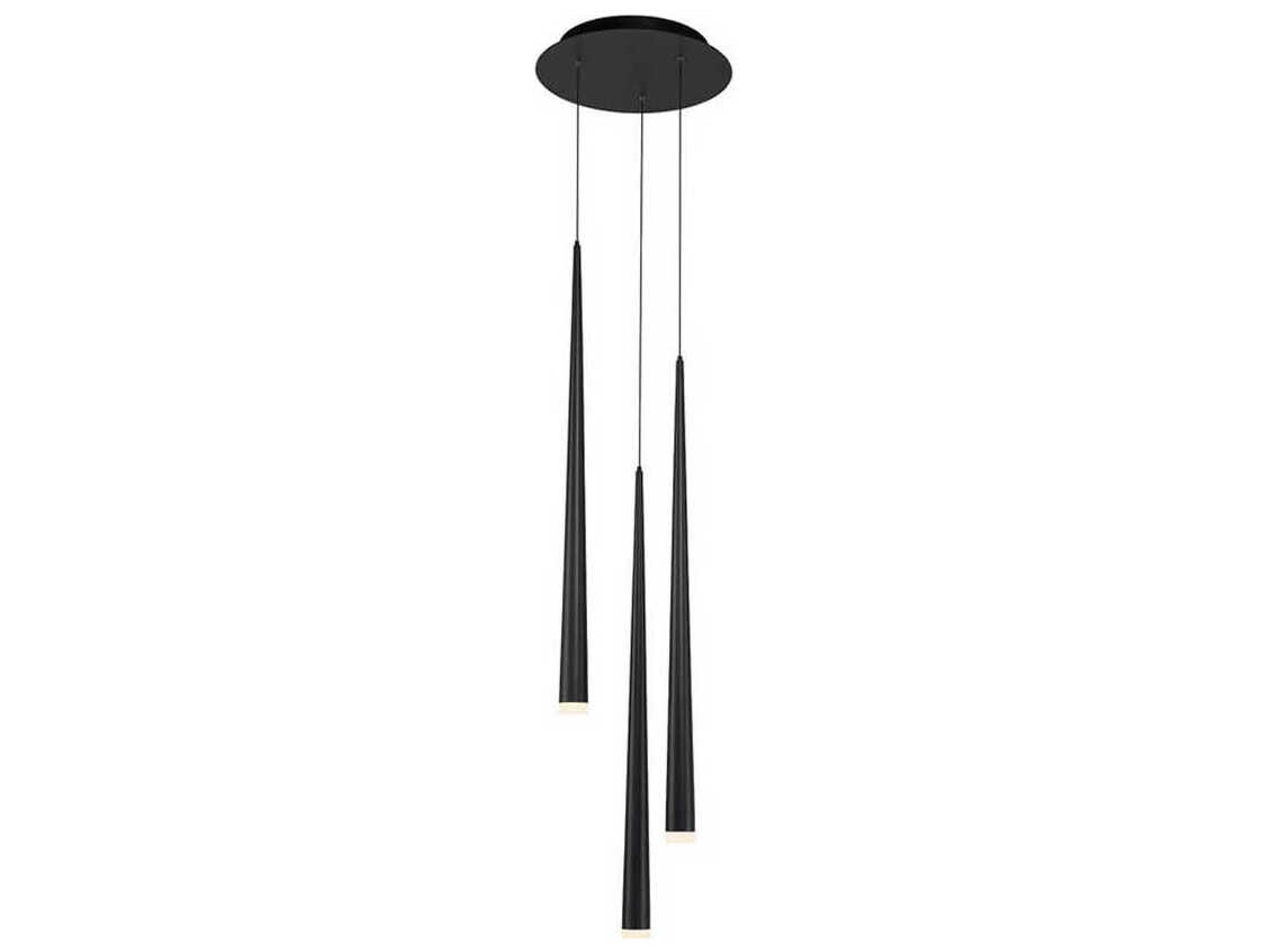 Cascade 3-Light Black Glass LED Mini Pendant
