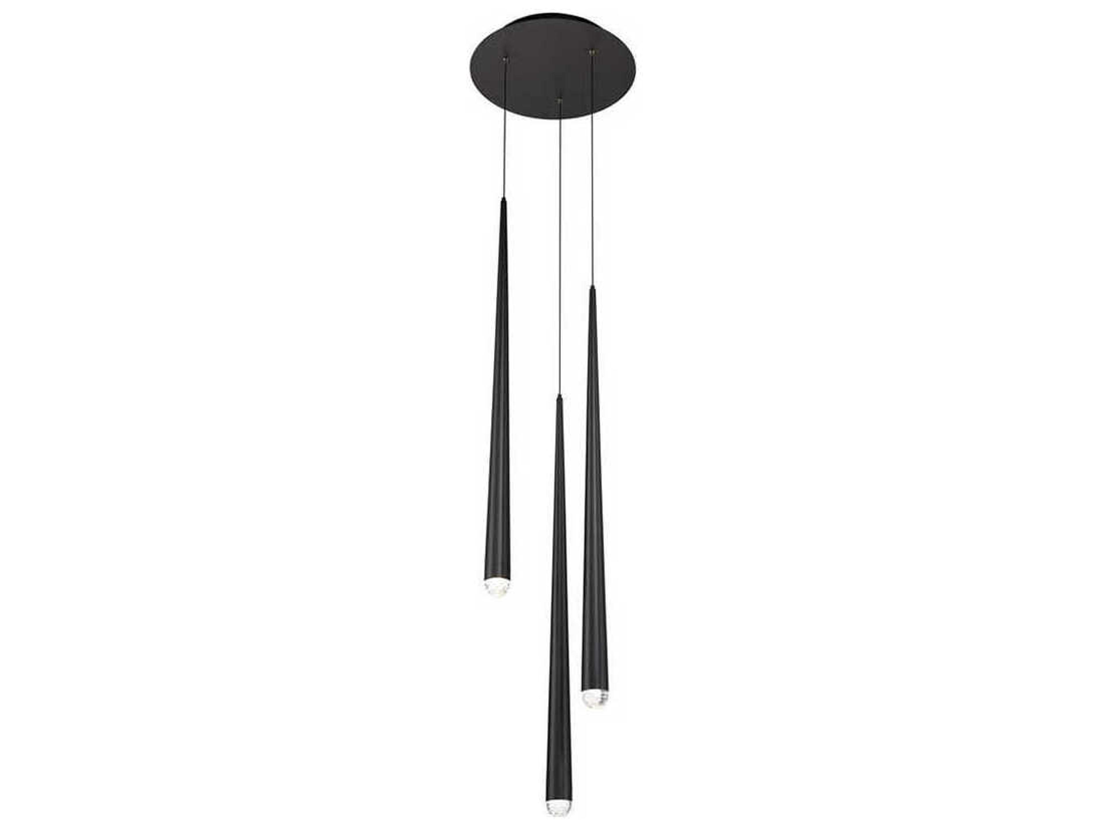 Modern Forms Cascade 3-Light Black Glass LED Mini Pendant