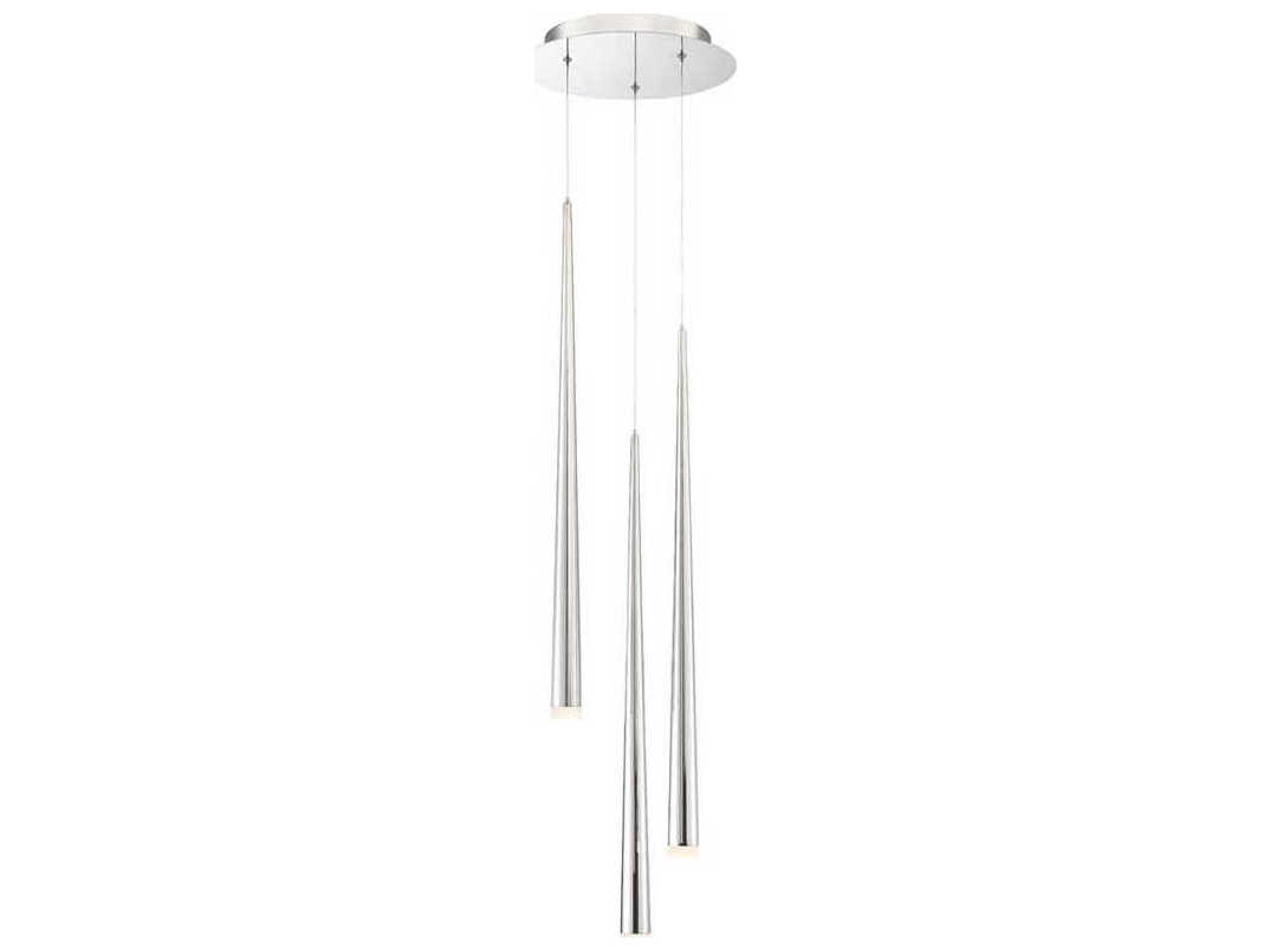 Cascade 3-Light Polished Nickel Glass LED Mini Pendant