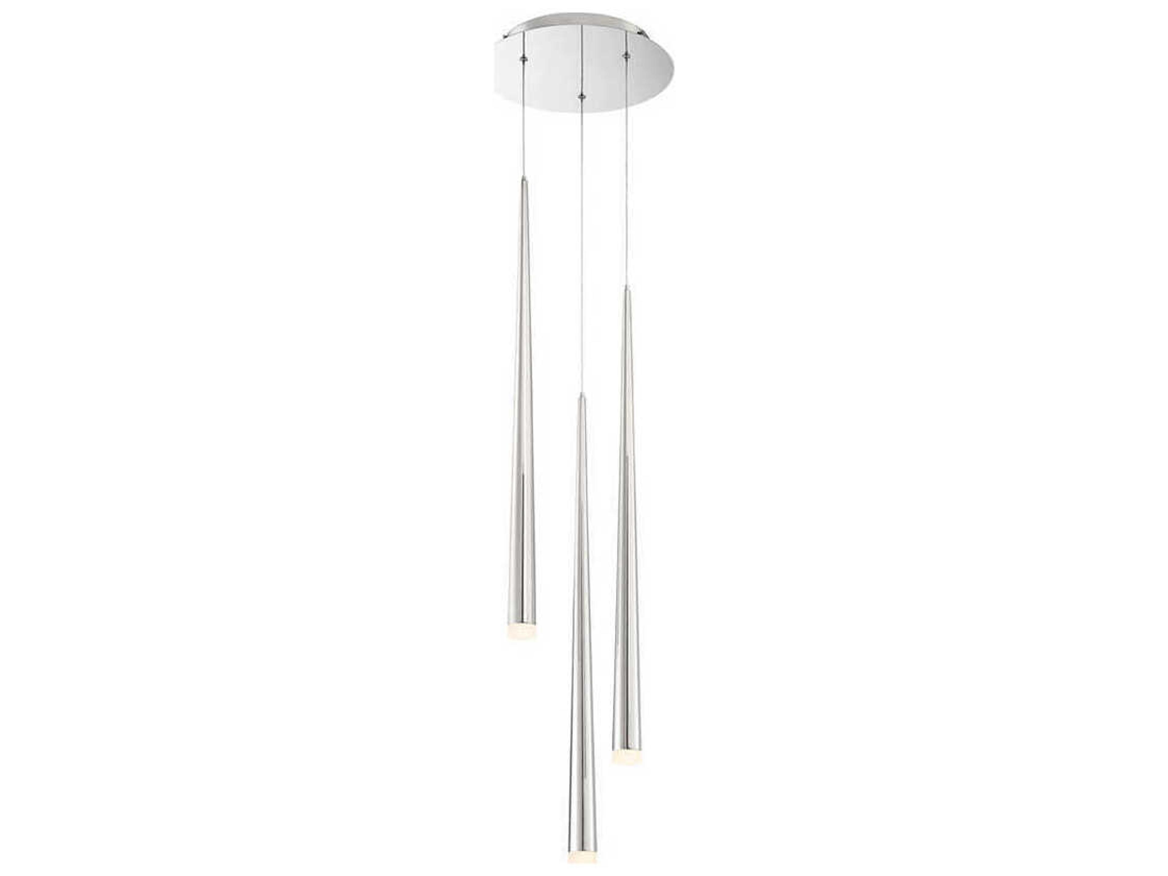 Modern Forms Cascade 3-Light Polished Nickel Glass LED Mini Pendant