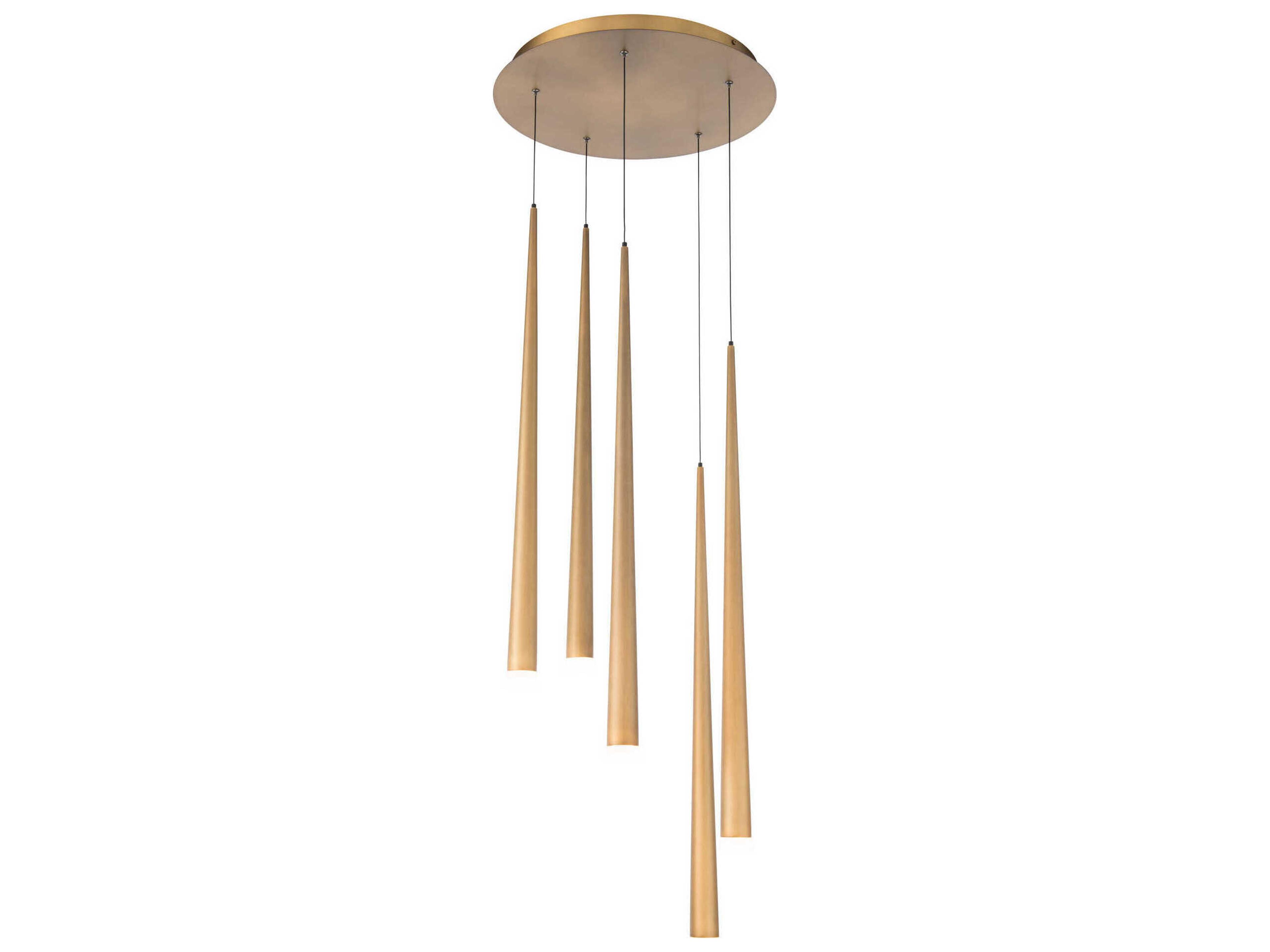 Cascade 5-Light Aged Brass Glass LED Pendant
