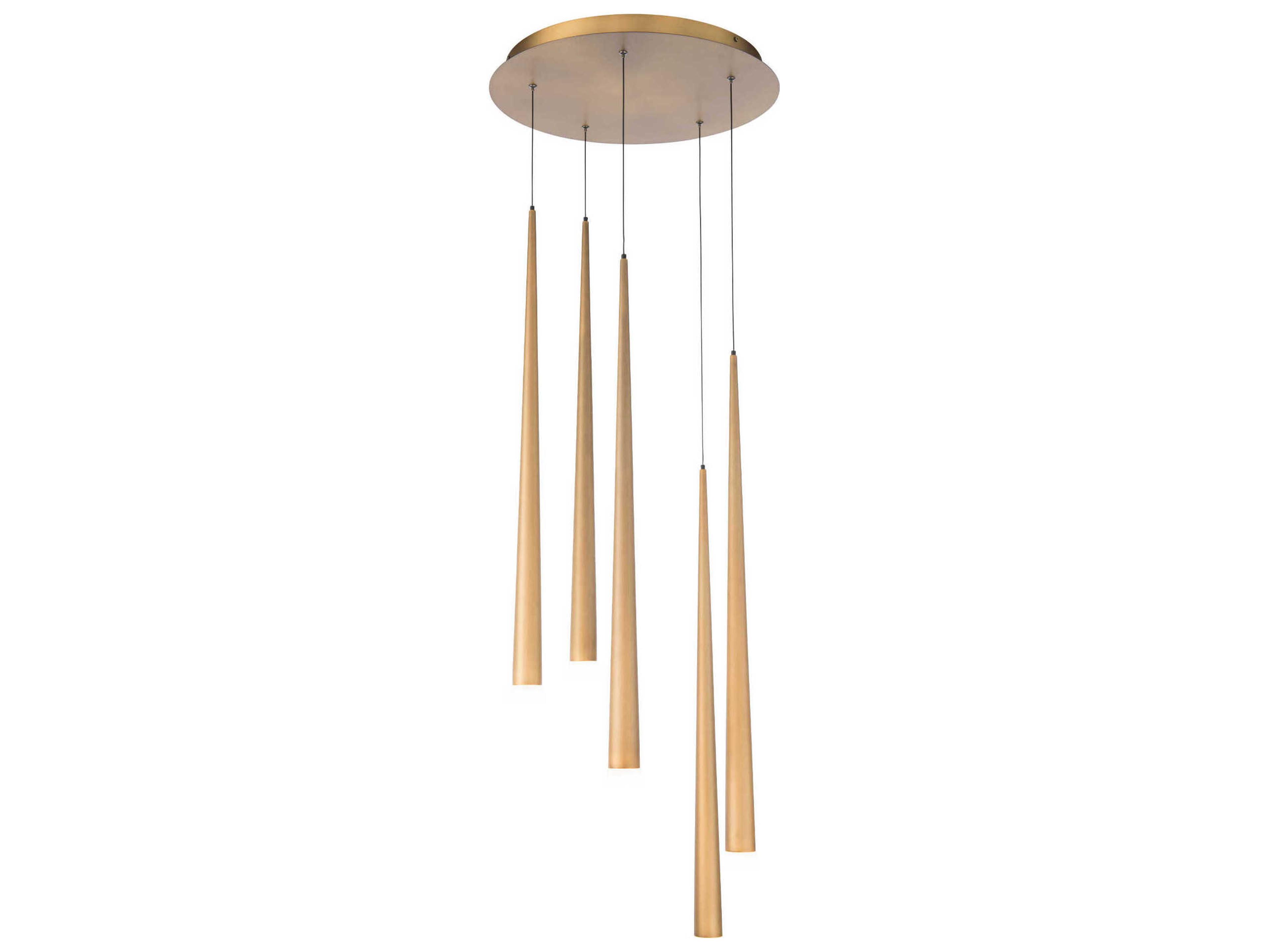 Modern Forms Cascade 5-Light Aged Brass Glass LED Pendant