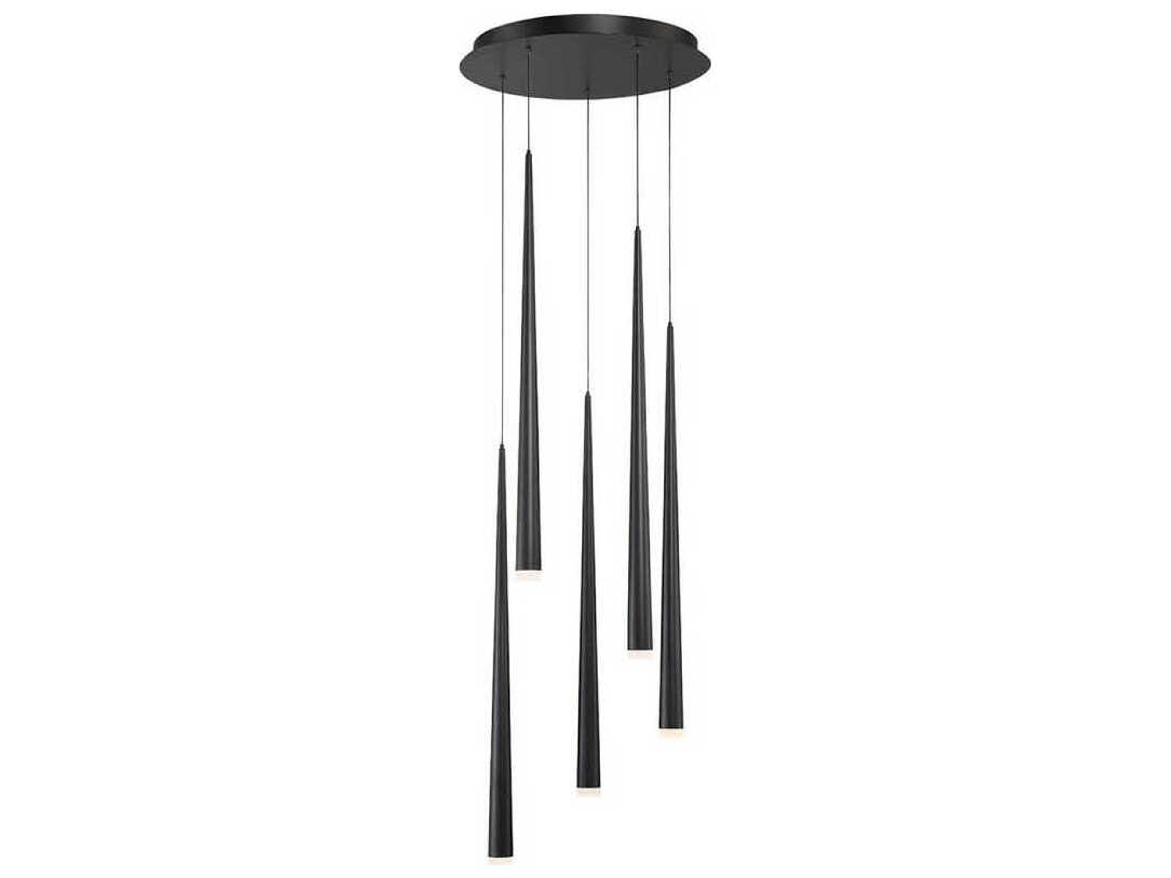 Cascade 5-Light Black Glass LED Pendant