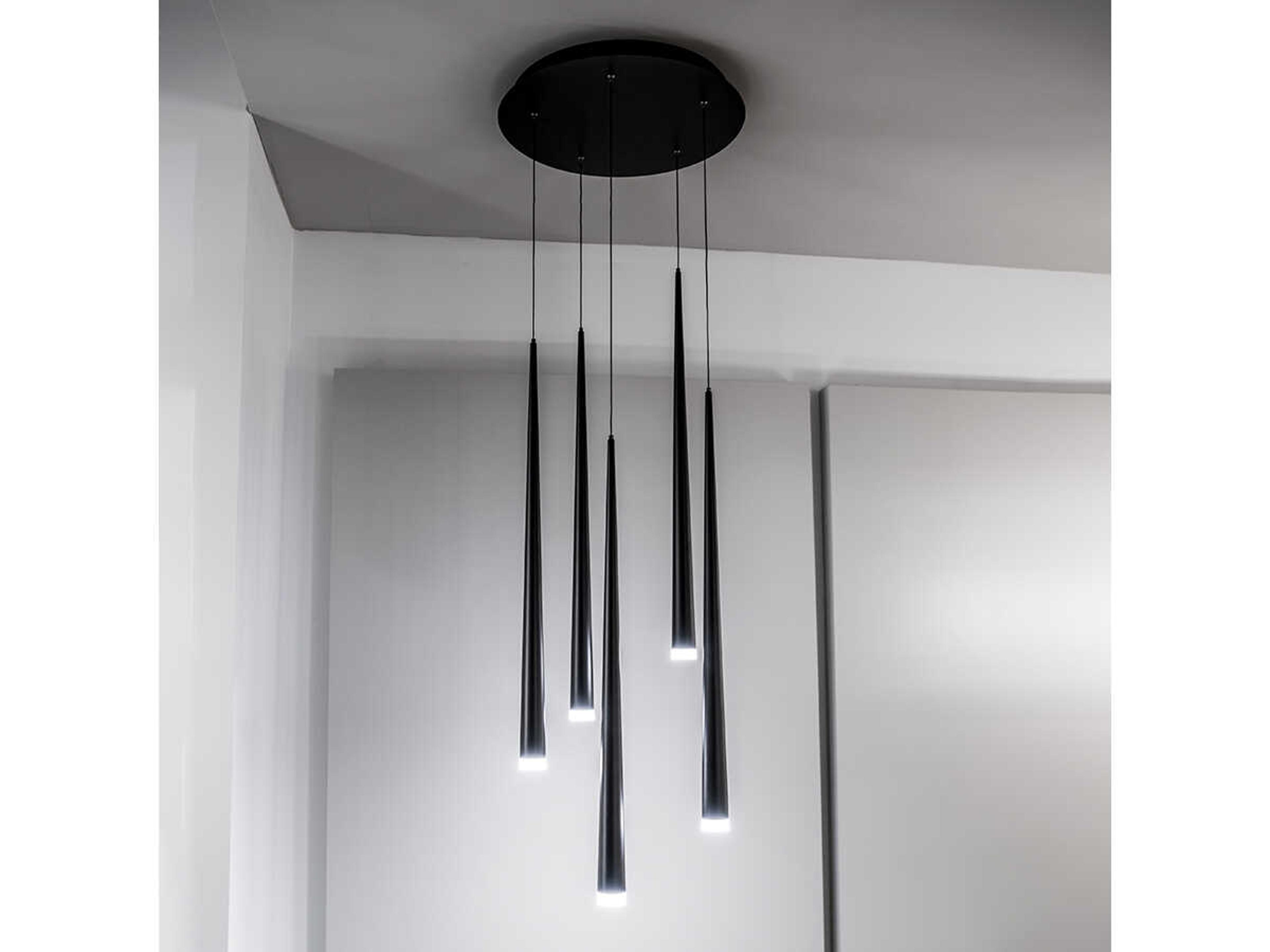 Modern Forms Cascade 5-Light Black Glass LED Pendant
