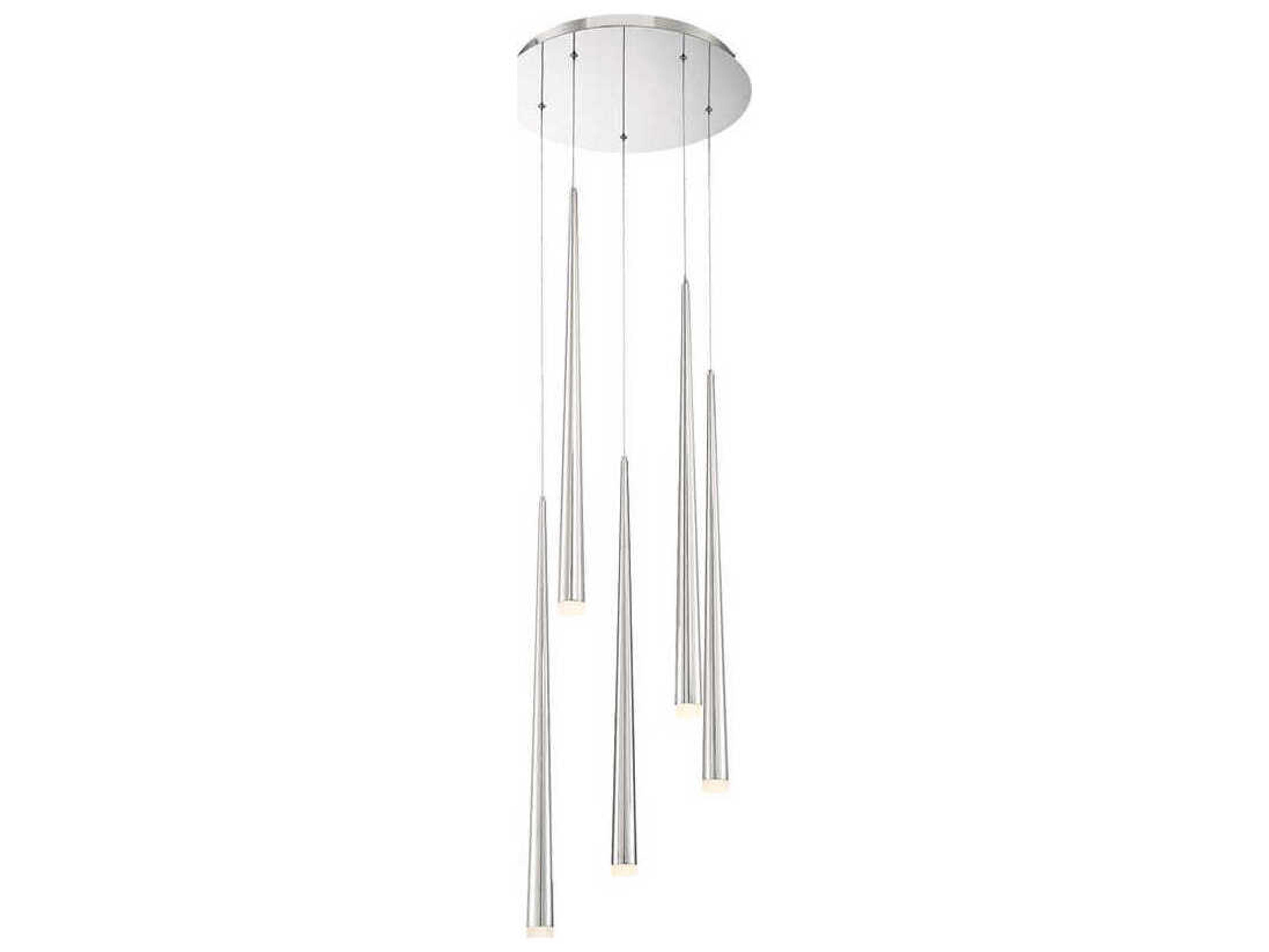 Modern Forms Cascade 5-Light Polished Nickel Glass LED Pendant