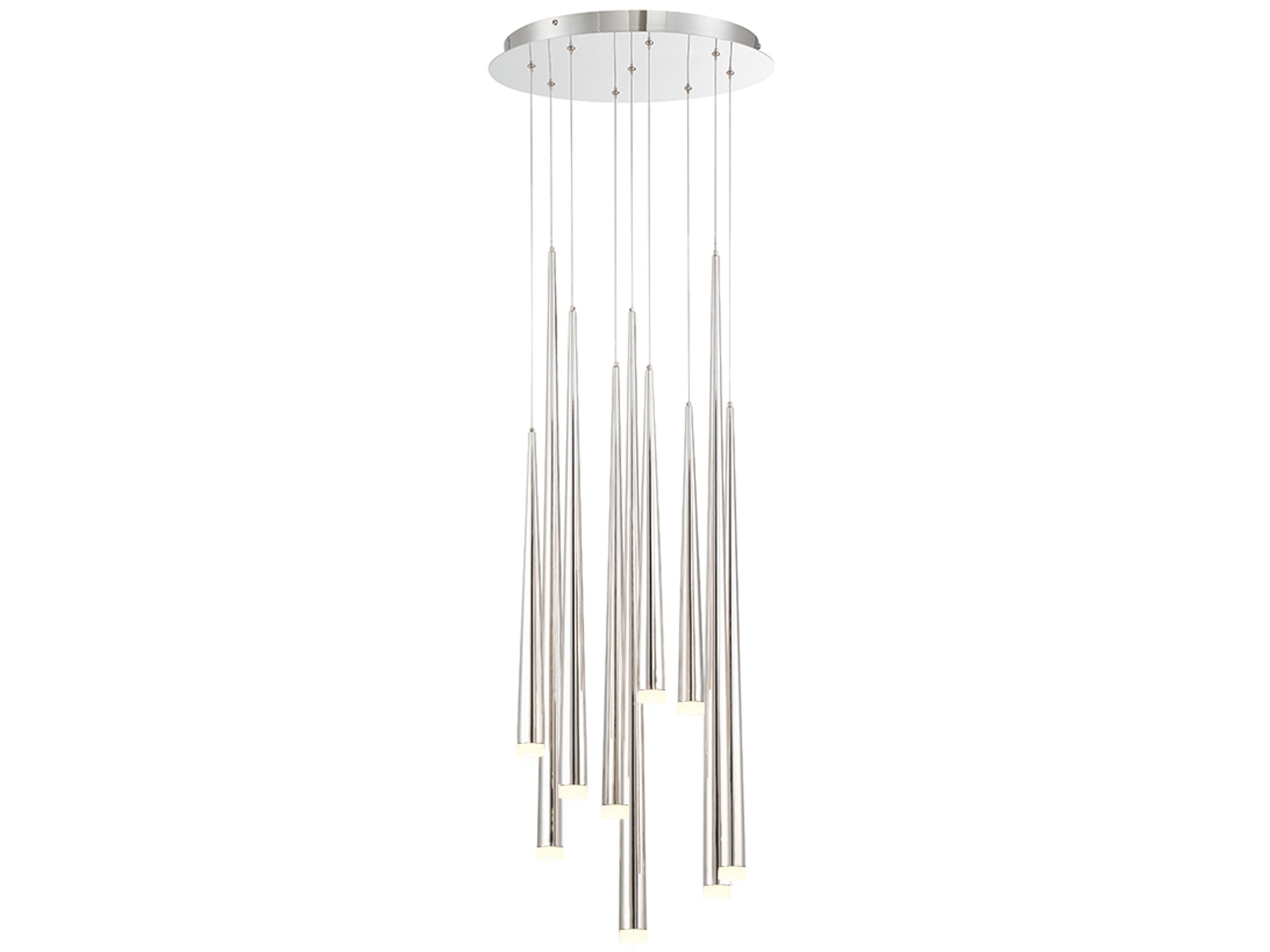 Cascade 9-Light Polished Nickel Glass LED Pendant