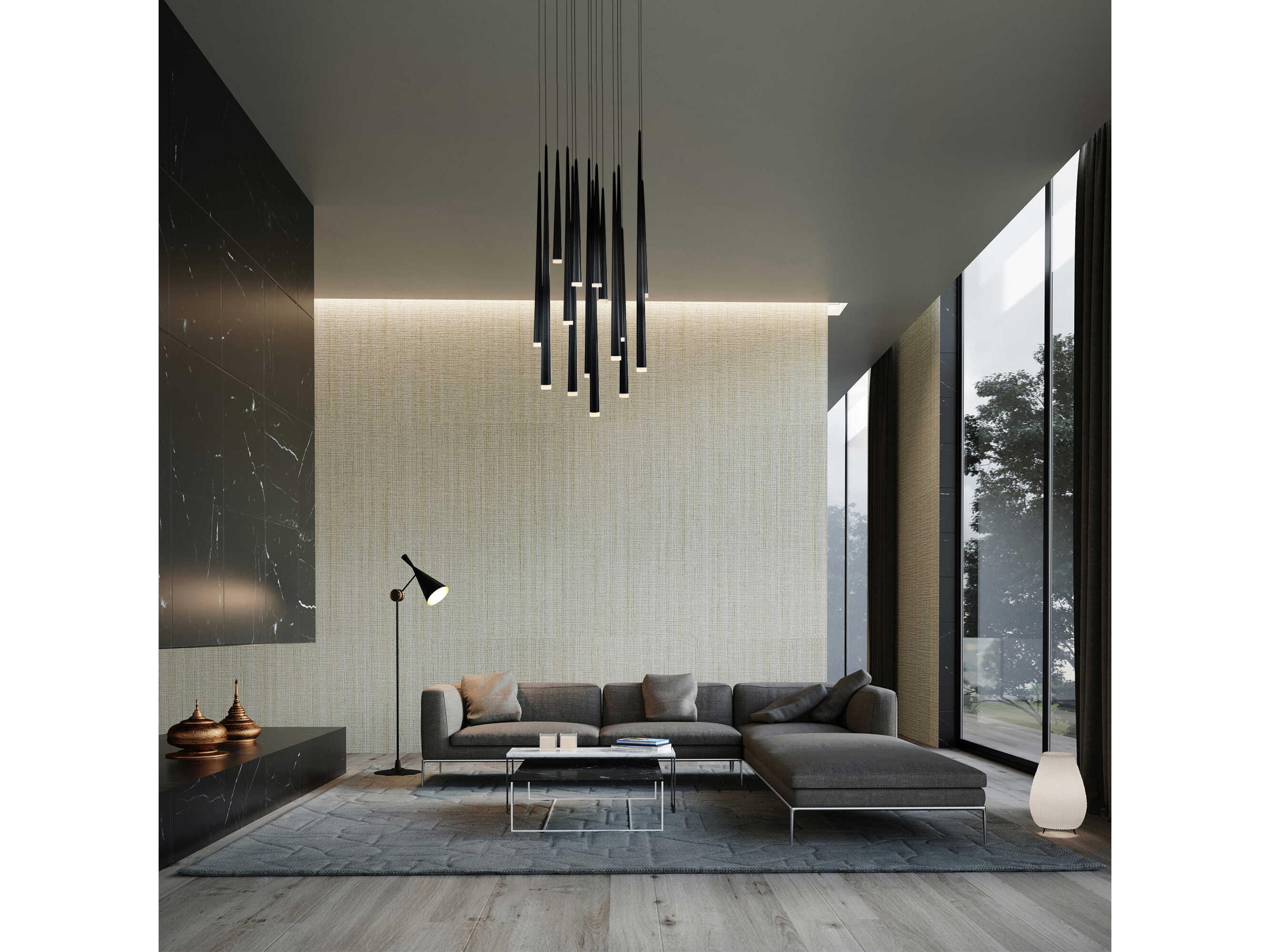 Modern Forms Cascade 15-Light Black Glass LED Pendant