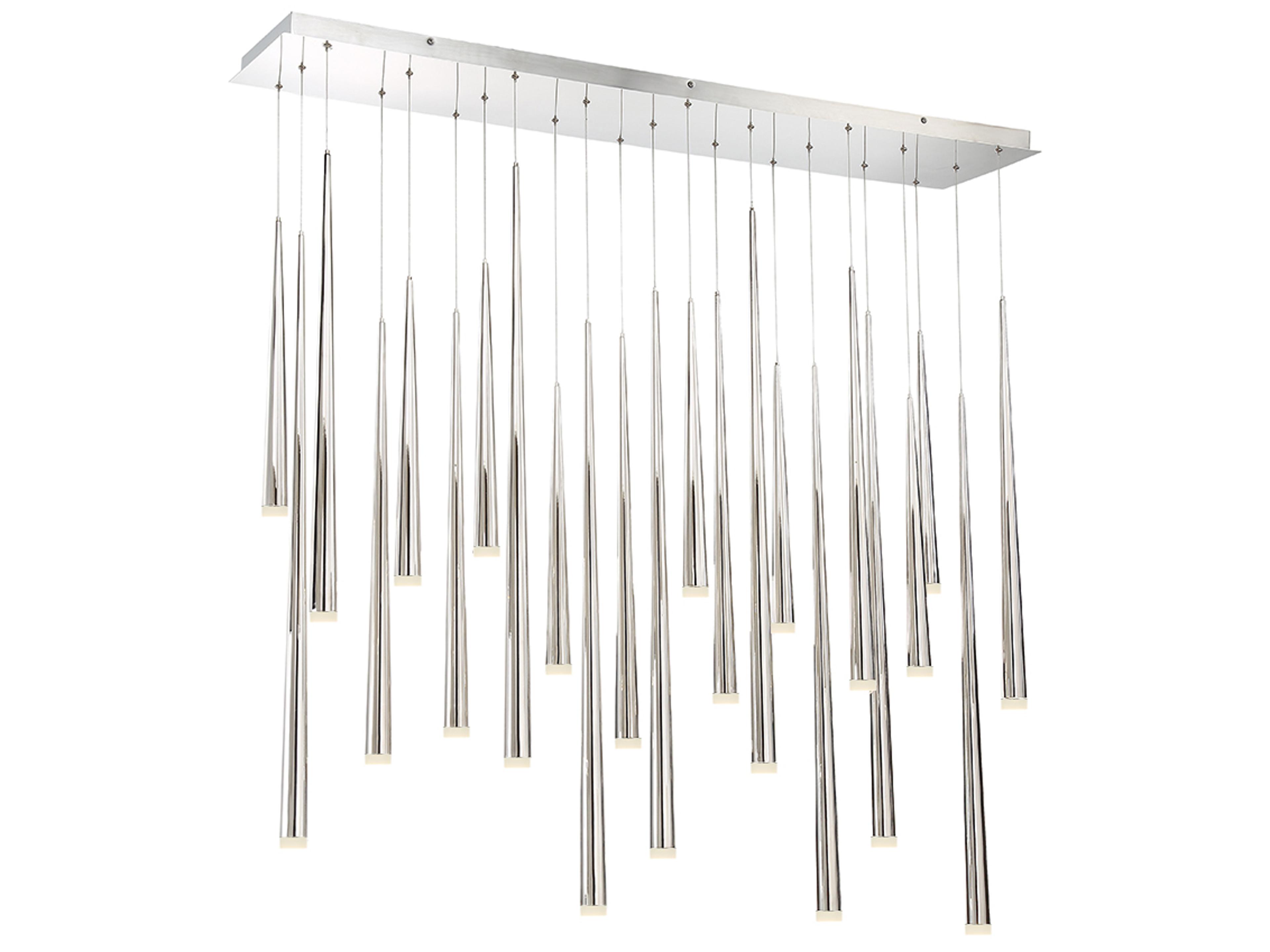Cascade 23-Light Polished Nickel Glass LED Linear Island Pendant