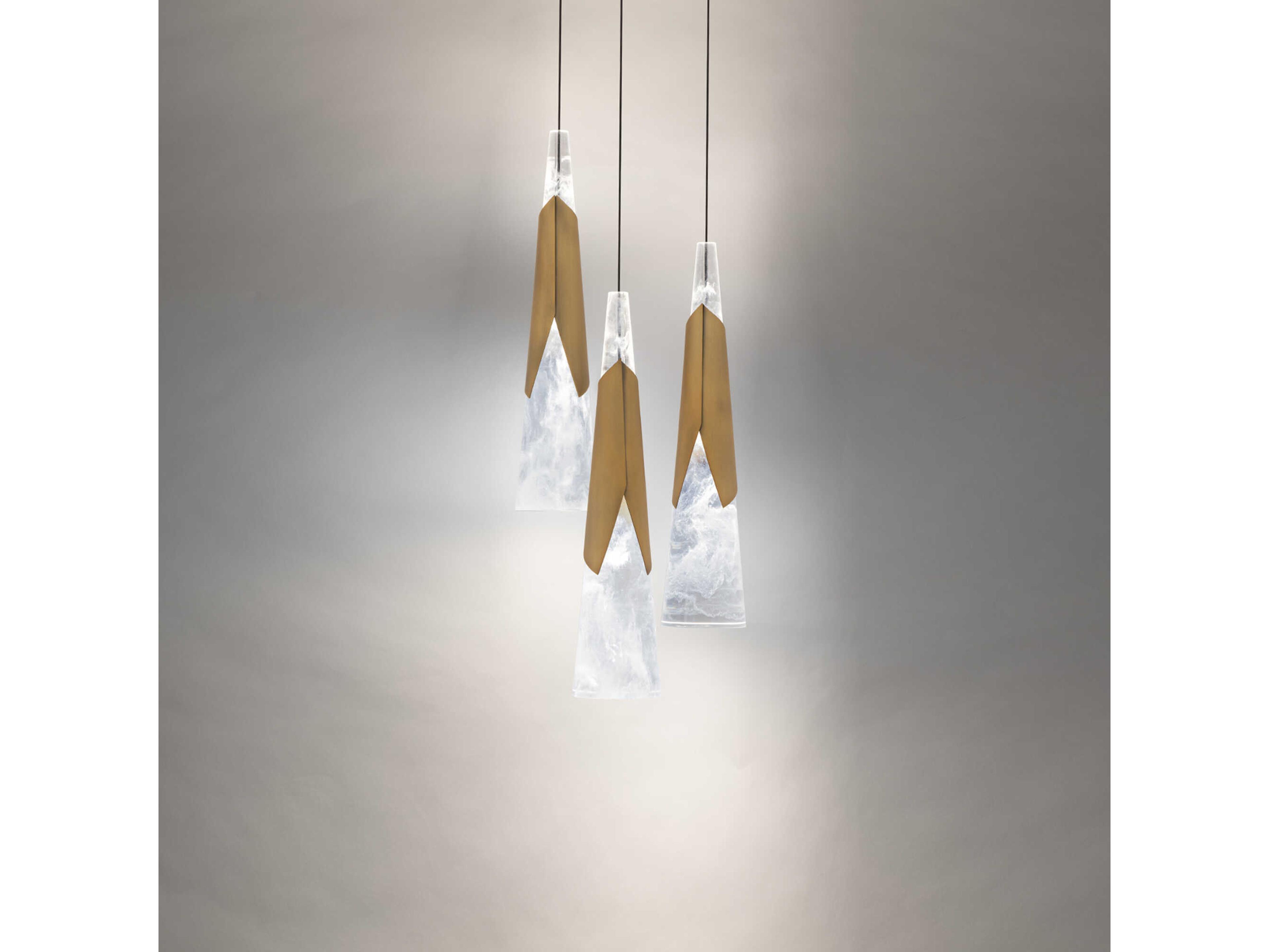 Modern Forms Kilt 3-Light Aged Brass Mini Pendant