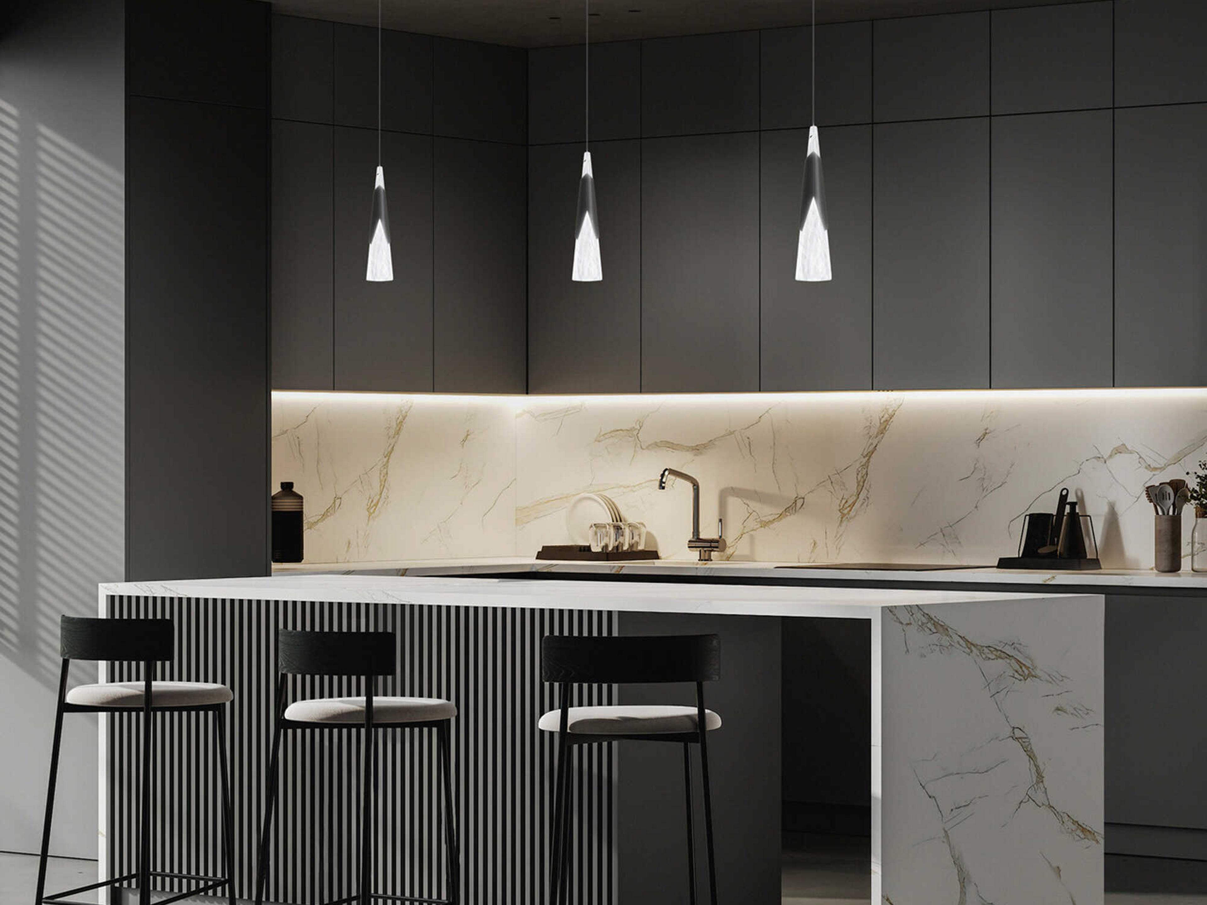 Modern Forms Kilt 1-Light Black Mini Pendant