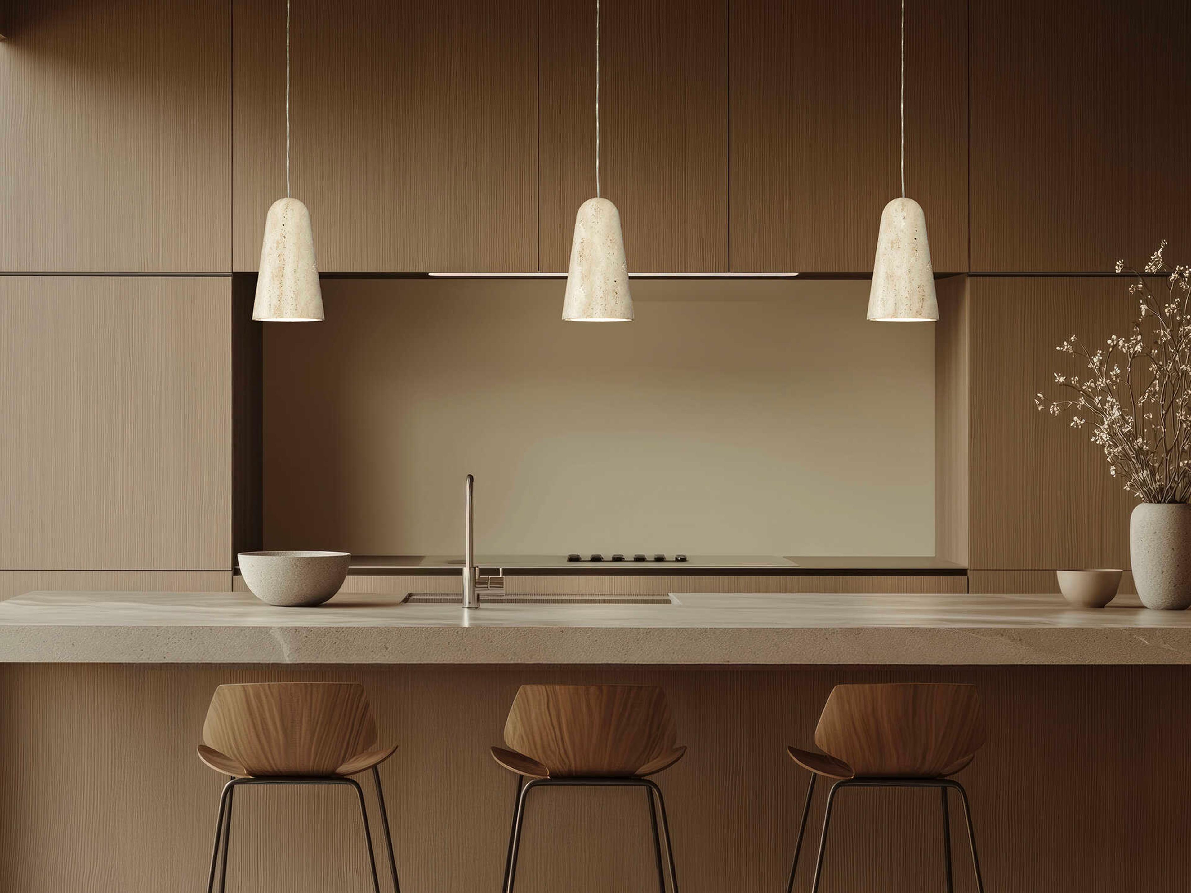 Modern Forms Pompeii 1-Light Beige Travertine Aged Brass Mini Pendant