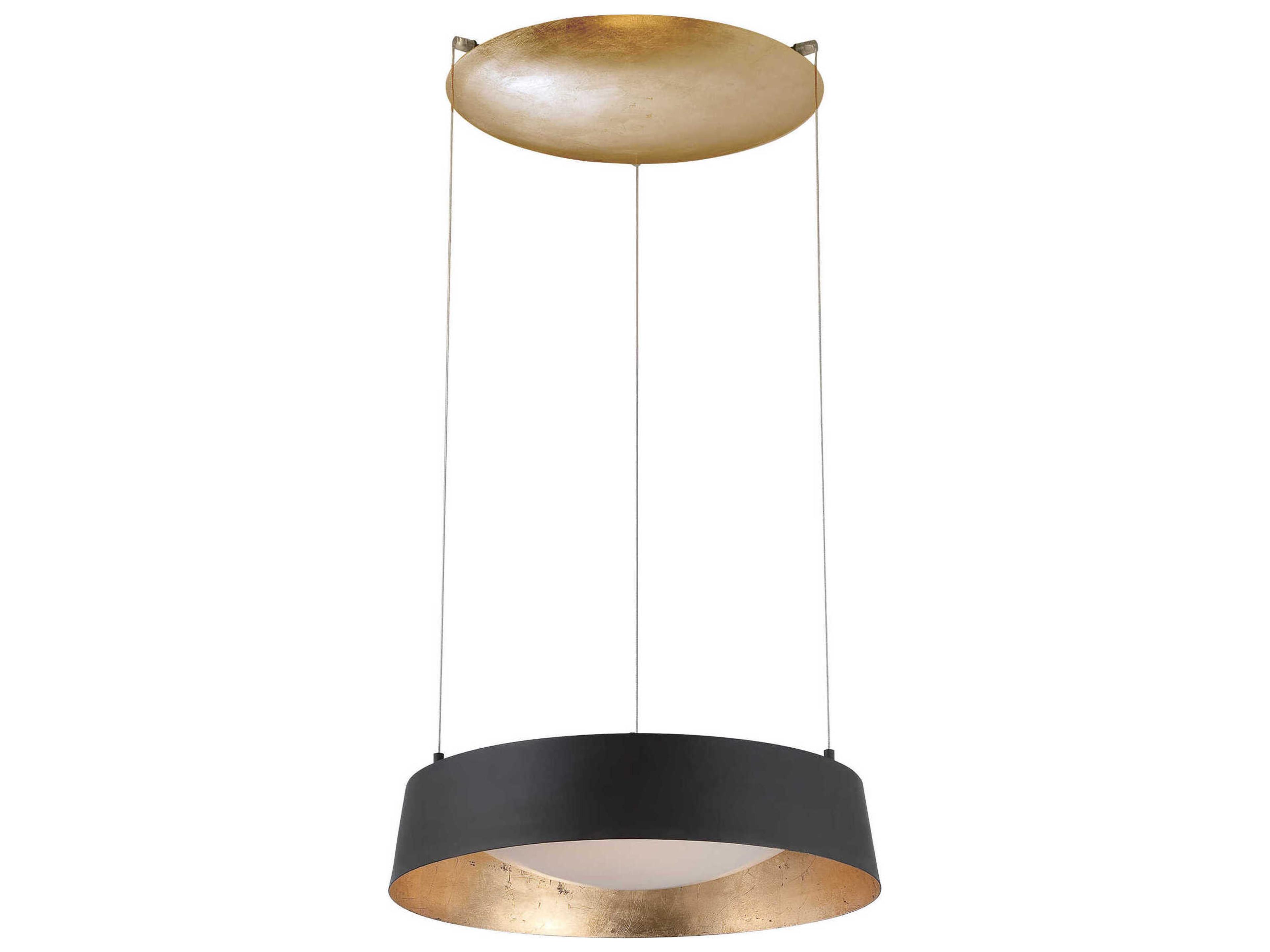 Gilt 1-Light Black Gold Leaf Glass LED Round Pendant