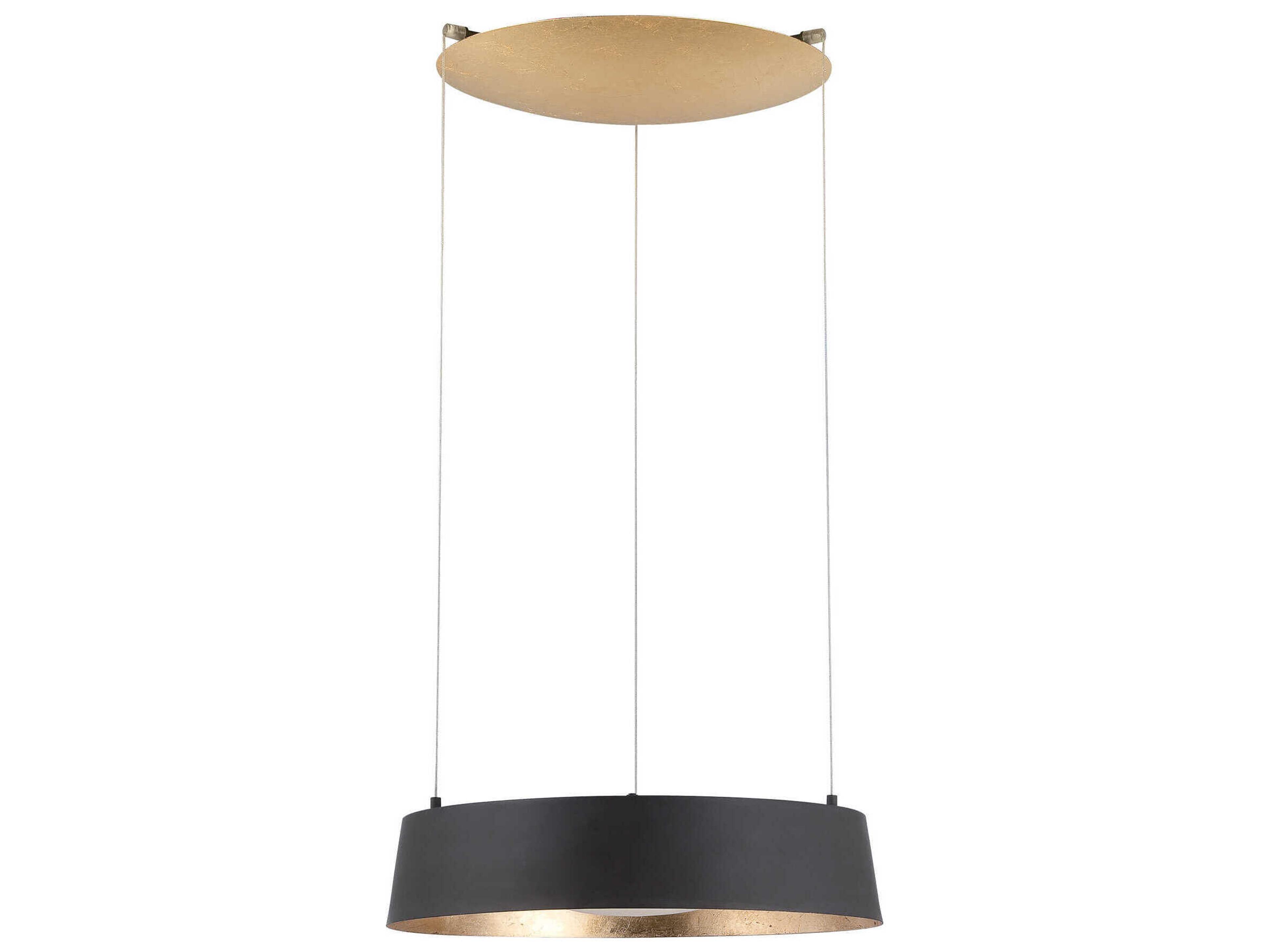Modern Forms Gilt 1-Light Black Gold Leaf Glass LED Round Pendant
