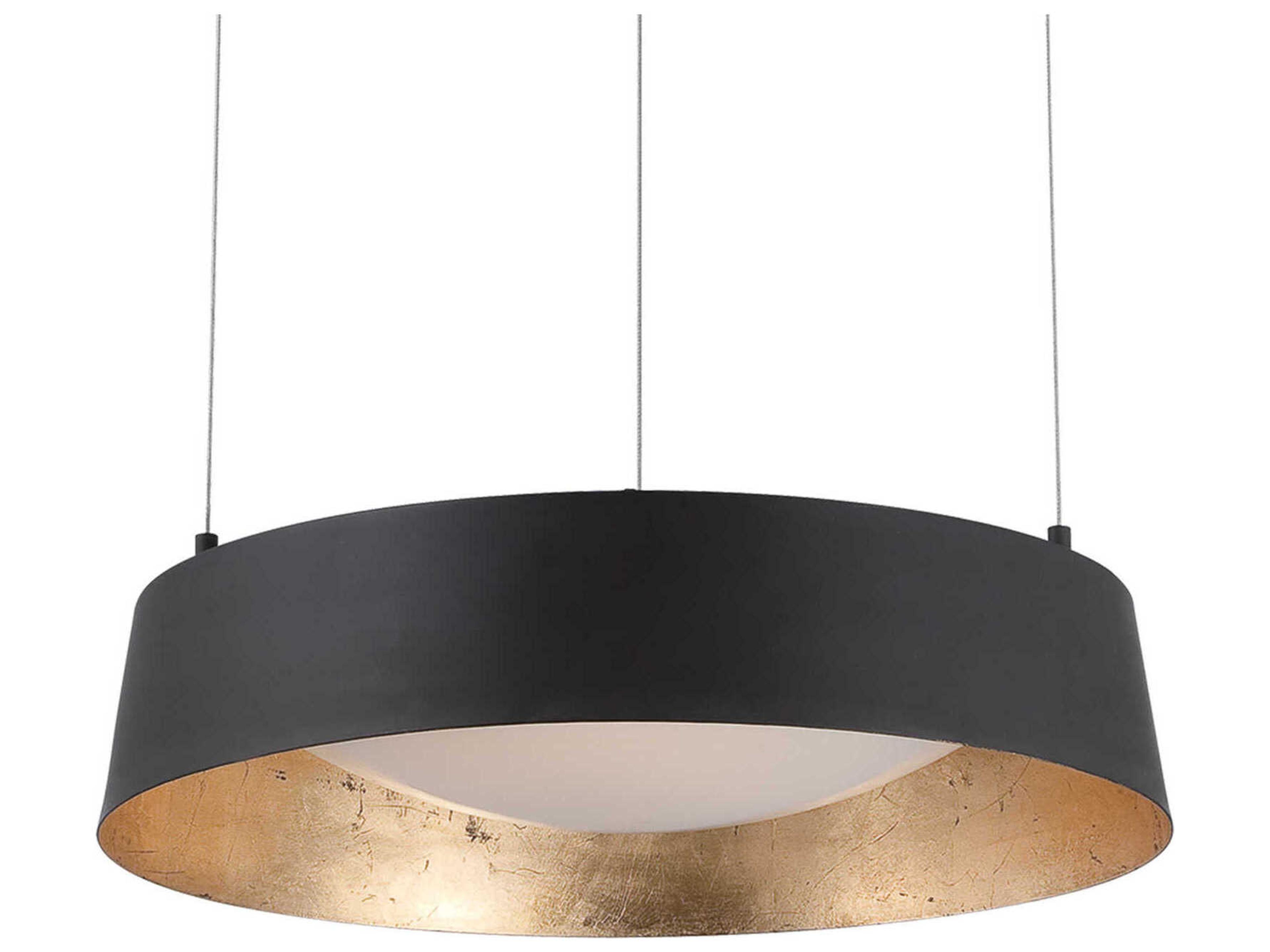 Modern Forms Gilt 1-Light Black Gold Leaf Glass LED Round Pendant