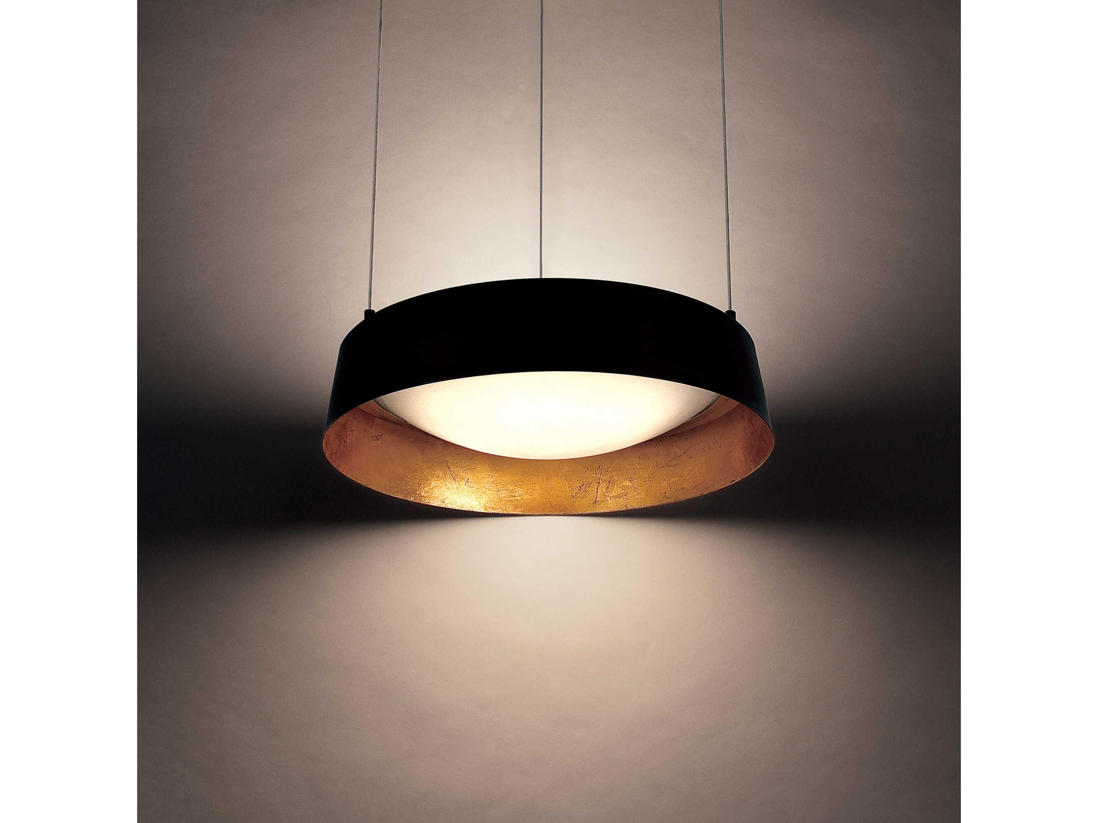 Modern Forms Gilt 1-Light Black Gold Leaf Glass LED Round Pendant